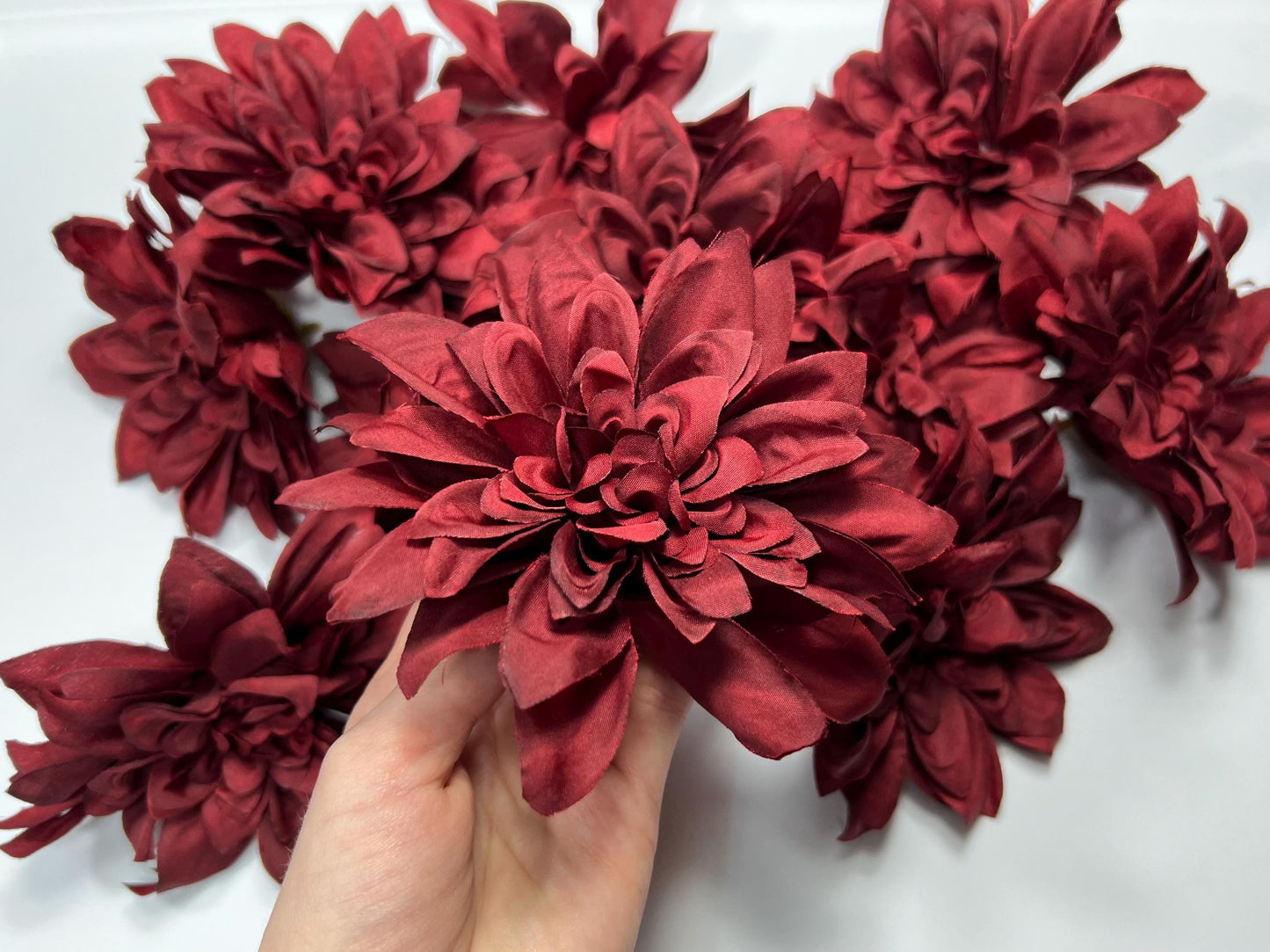 Burgundy Flower Head 4” Wedding Artificial Burgundy Flower Head Craft Supplies Wedding Burgundy Dahlia Heads DIY Home Decor Burgundy Flower