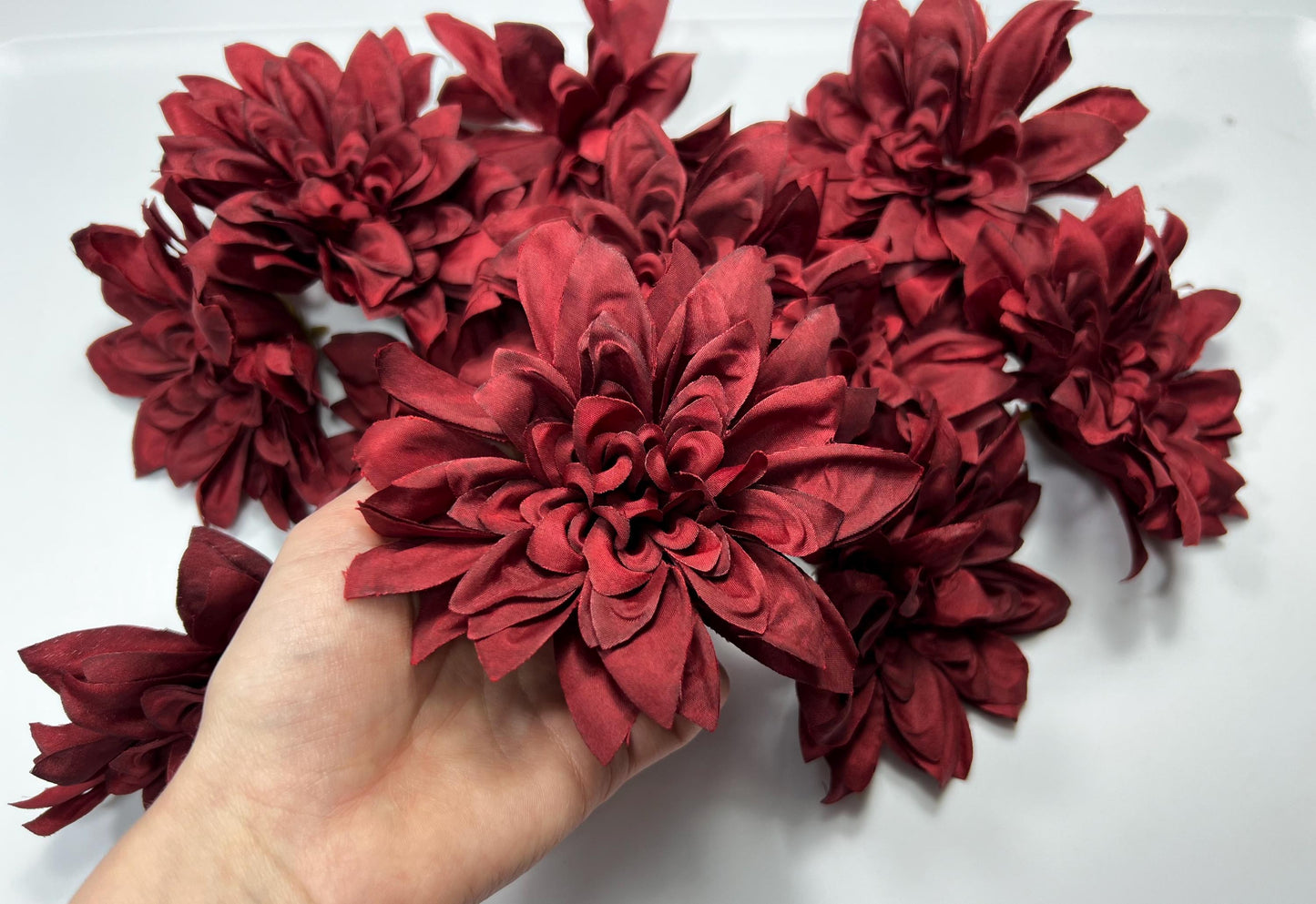 Burgundy Flower Head 4” Wedding Artificial Burgundy Flower Head Craft Supplies Wedding Burgundy Dahlia Heads DIY Home Decor Burgundy Flower