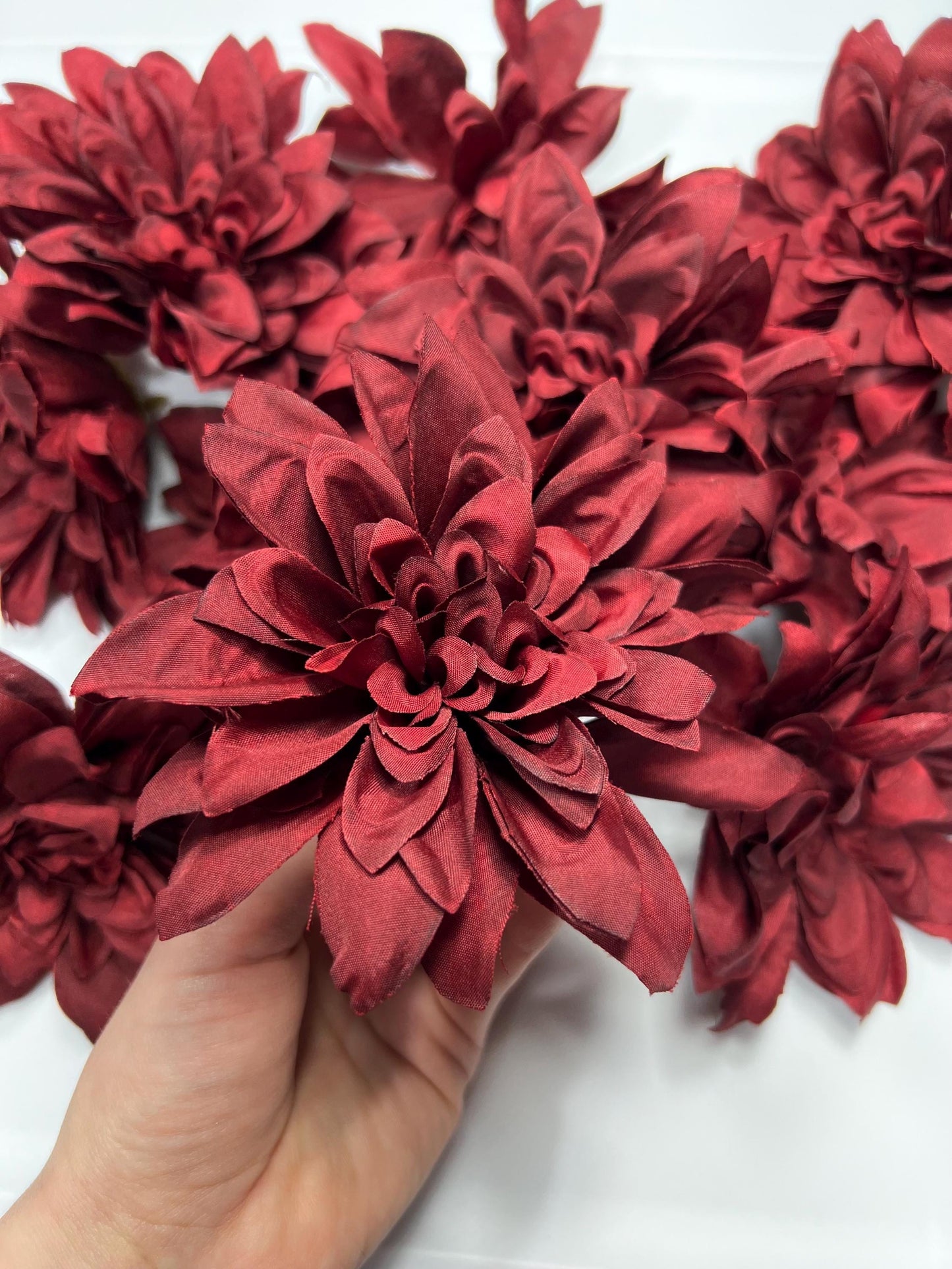 Burgundy Flower Head 4” Wedding Artificial Burgundy Flower Head Craft Supplies Wedding Burgundy Dahlia Heads DIY Home Decor Burgundy Flower