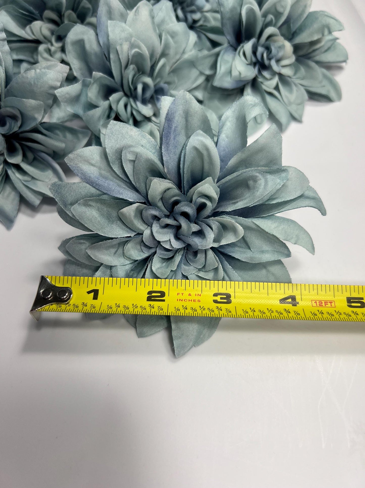 Dusty Blue Flower Artificial Wedding Blue Head Dahlia 4” Head Flower Dusty Blue Home Decor Wedding DIY Craft Supply Dusty Blue Flower