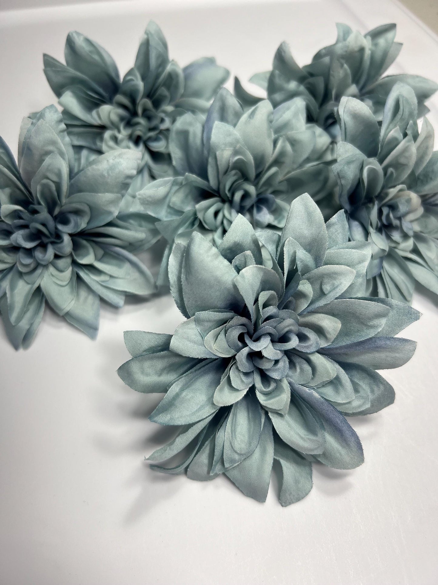 Dusty Blue Flower Artificial Wedding Blue Head Dahlia 4” Head Flower Dusty Blue Home Decor Wedding DIY Craft Supply Dusty Blue Flower
