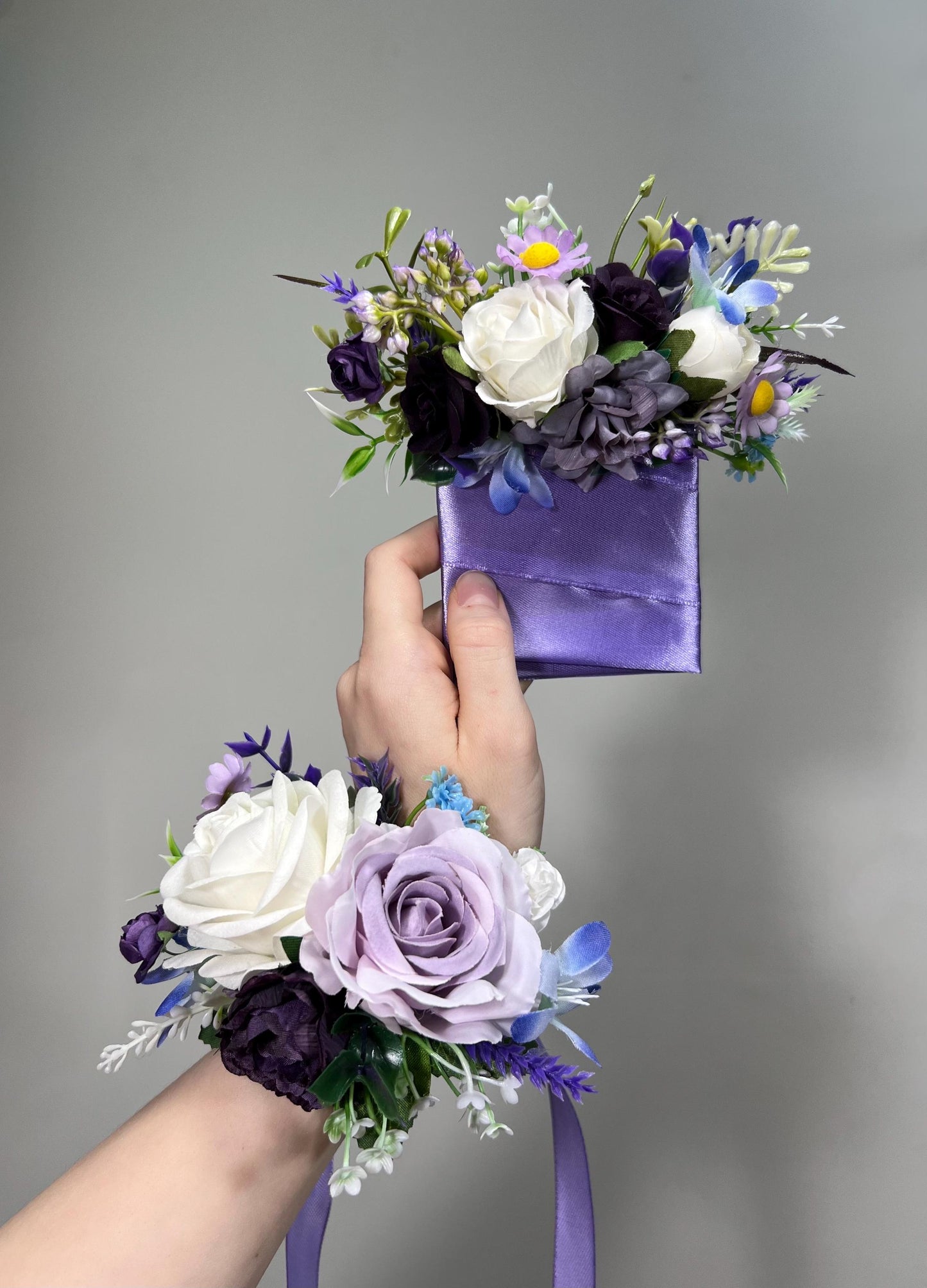 Violet Pocket Boutonniere Wedding Purple Groom White Lilac Boutonnières Groomsmen Square Boutonnière Plum Pocket Lavender Artificial Flower