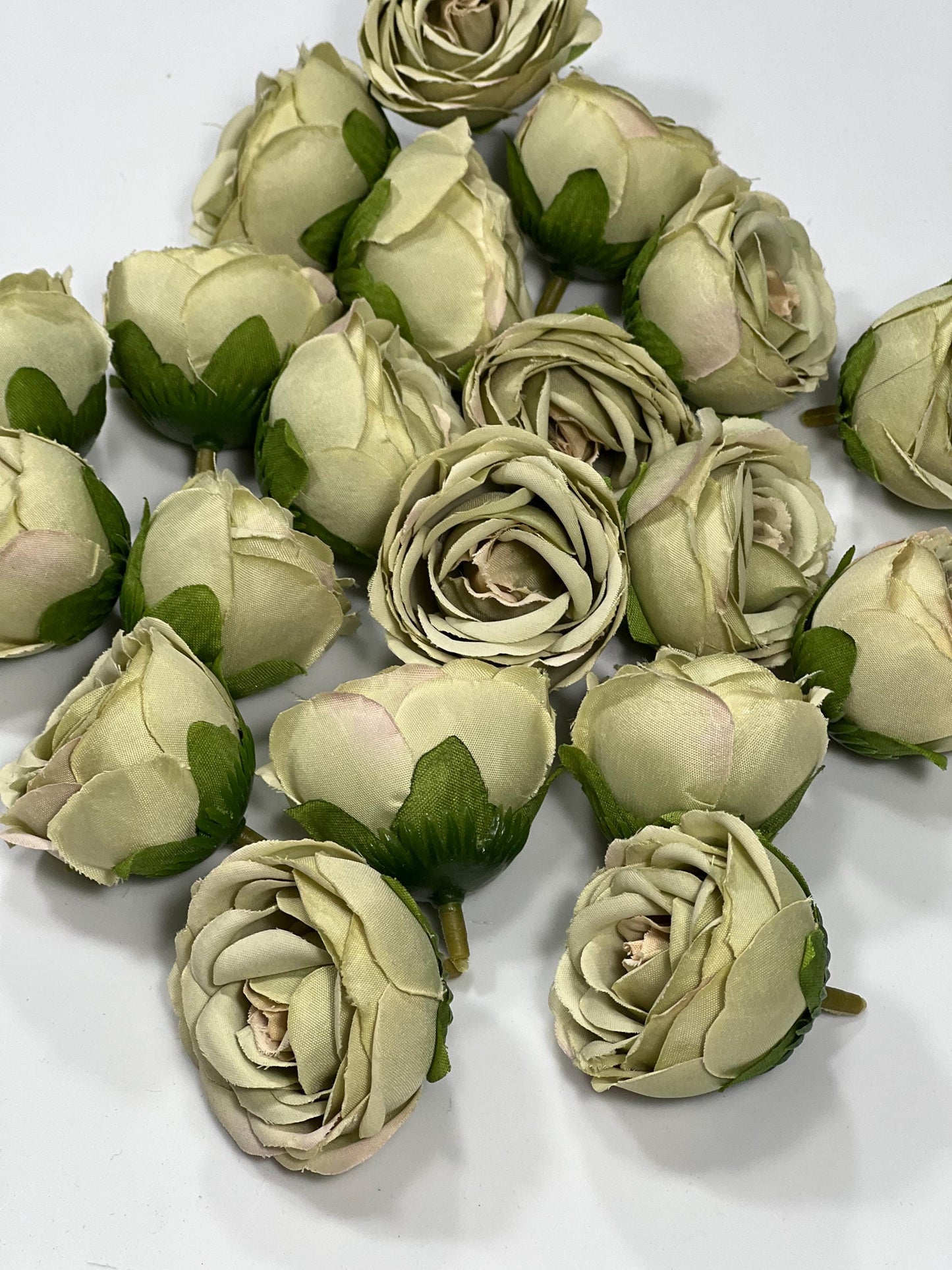 Sage Green Flower Heads Wedding Artificial Flower Sage Green Flower Head 1.5” Wedding Supplies Craft Sage Green Artificial Head Silk Rose