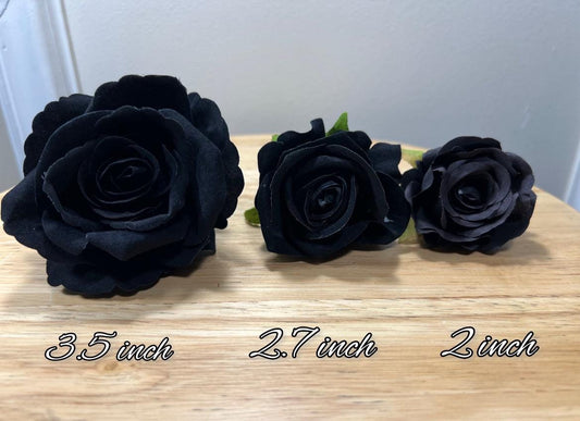 Black Rose Head Artiricial Black Rose Flower Wedding Black Artificial Velvet Head Rose Black DIY Fake Rose