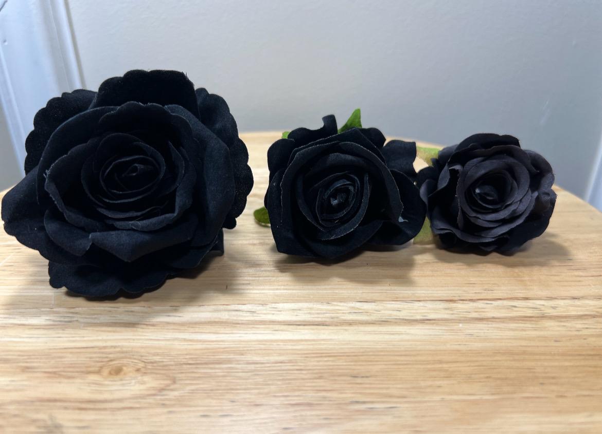 Black Rose Head Artiricial Black Rose Flower Wedding Black Artificial Velvet Head Rose Black DIY Fake Rose