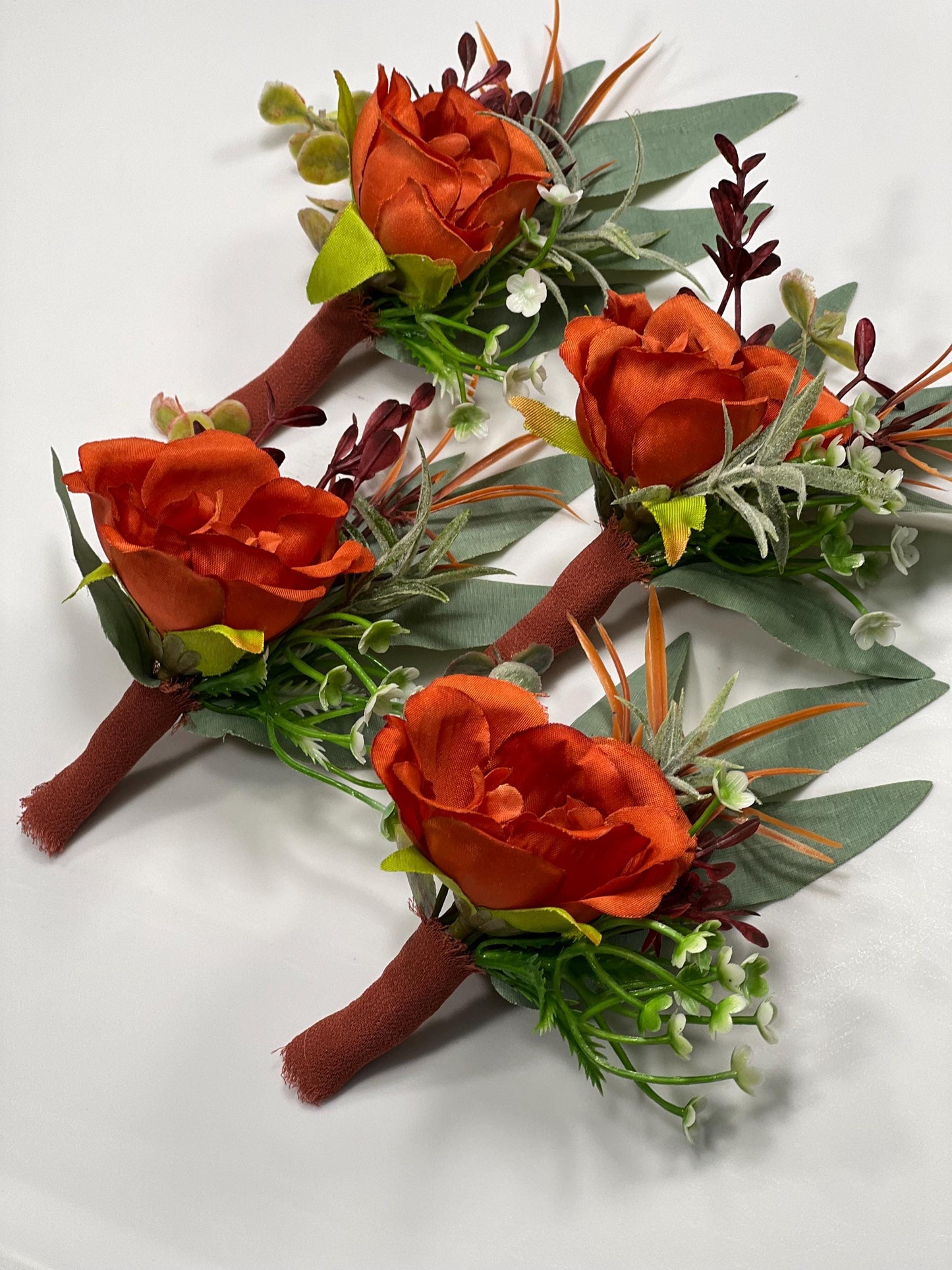 Terracotta Boutonniere Wedding Groom Burnt Orange Boutonnière Terracotta Groomsmen Boutonniere Rust Orange Groom Artificial Flowers