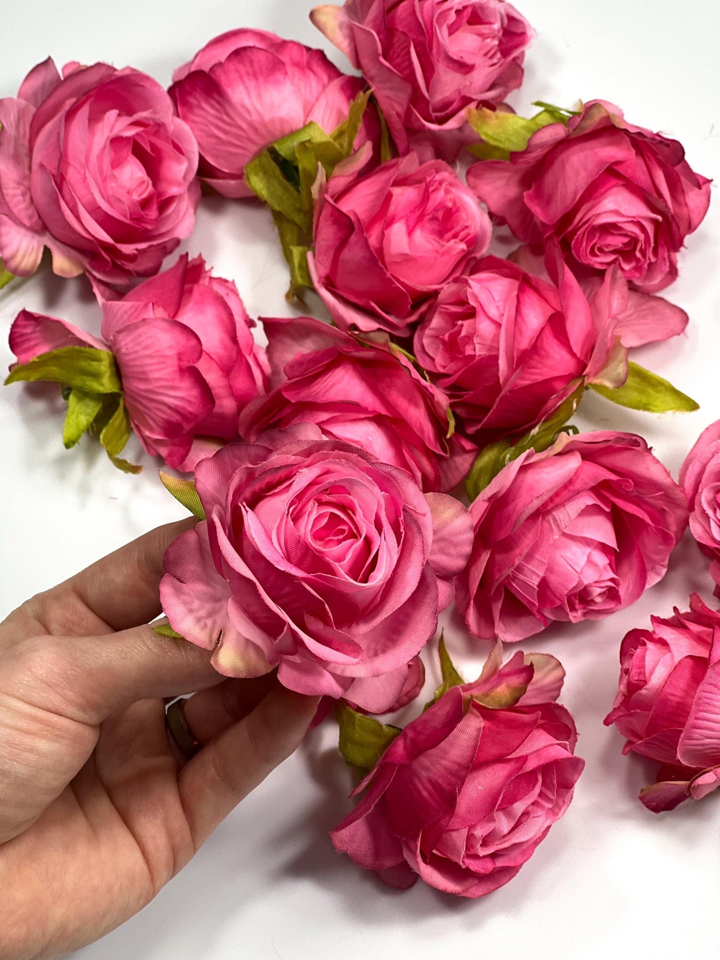 Hot Pink Flower Heads Roses Wedding Fushia Artificial Flower Hot Pink Rose Flower Pink Head Craft Supplies Wedding Deep Pink Flower Heads