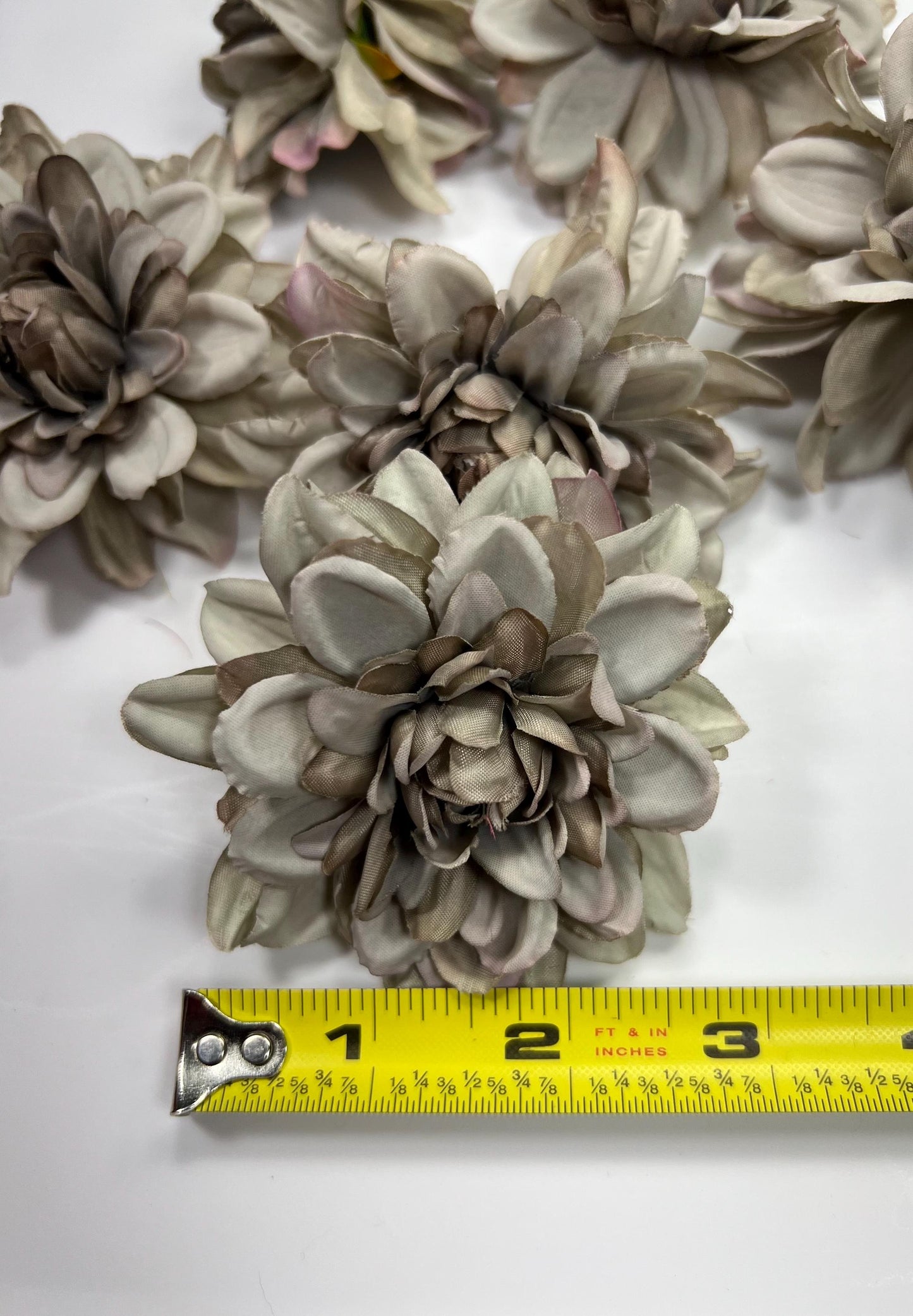 Gray Flower Head Artifical Wedding Gray Flower Heads Dahlia Wedding Craft Supplies Dark Gray Flower Head Faux Dahlia DIY Flower
