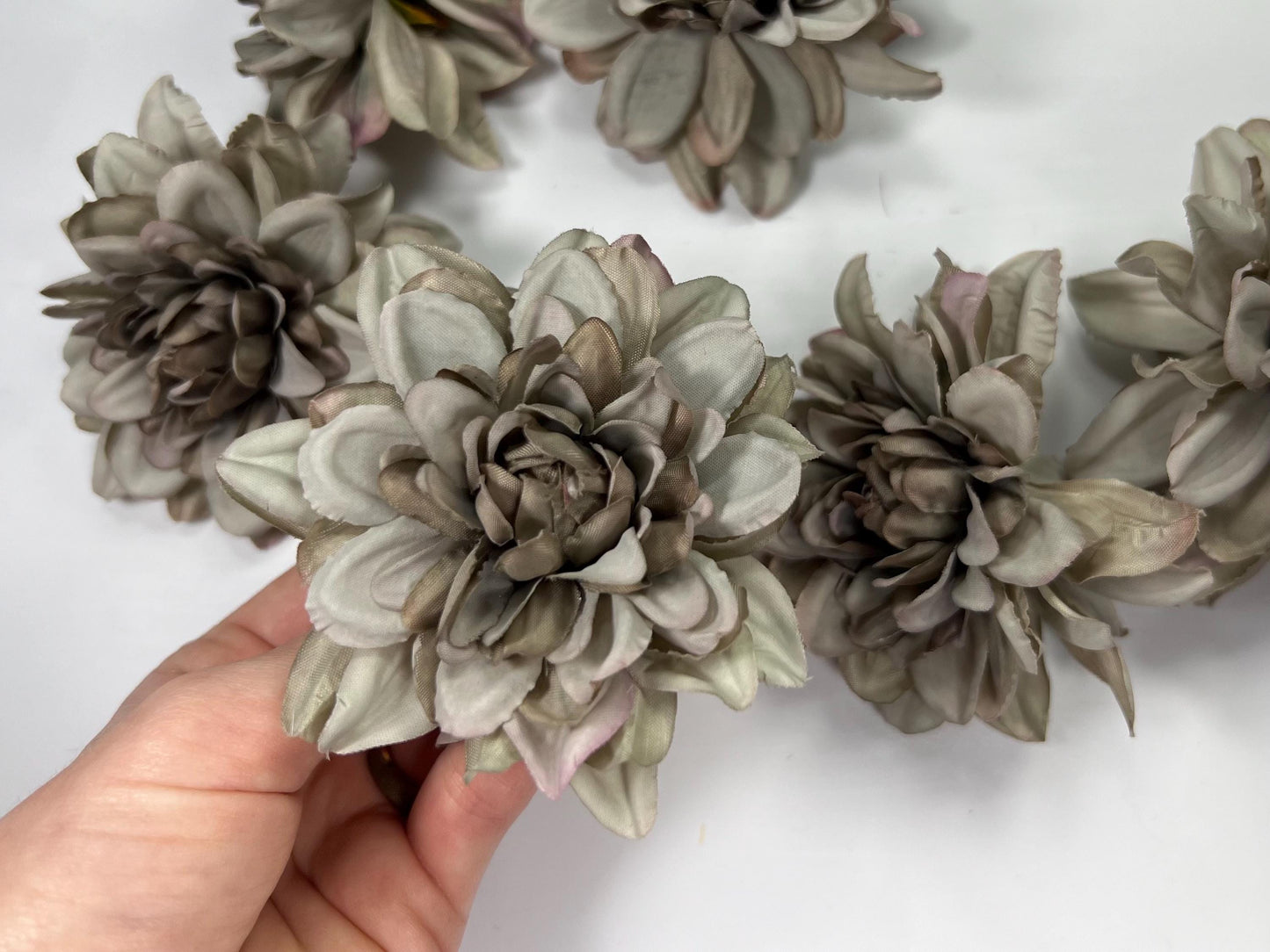Gray Flower Head Artifical Wedding Gray Flower Heads Dahlia Wedding Craft Supplies Dark Gray Flower Head Faux Dahlia DIY Flower
