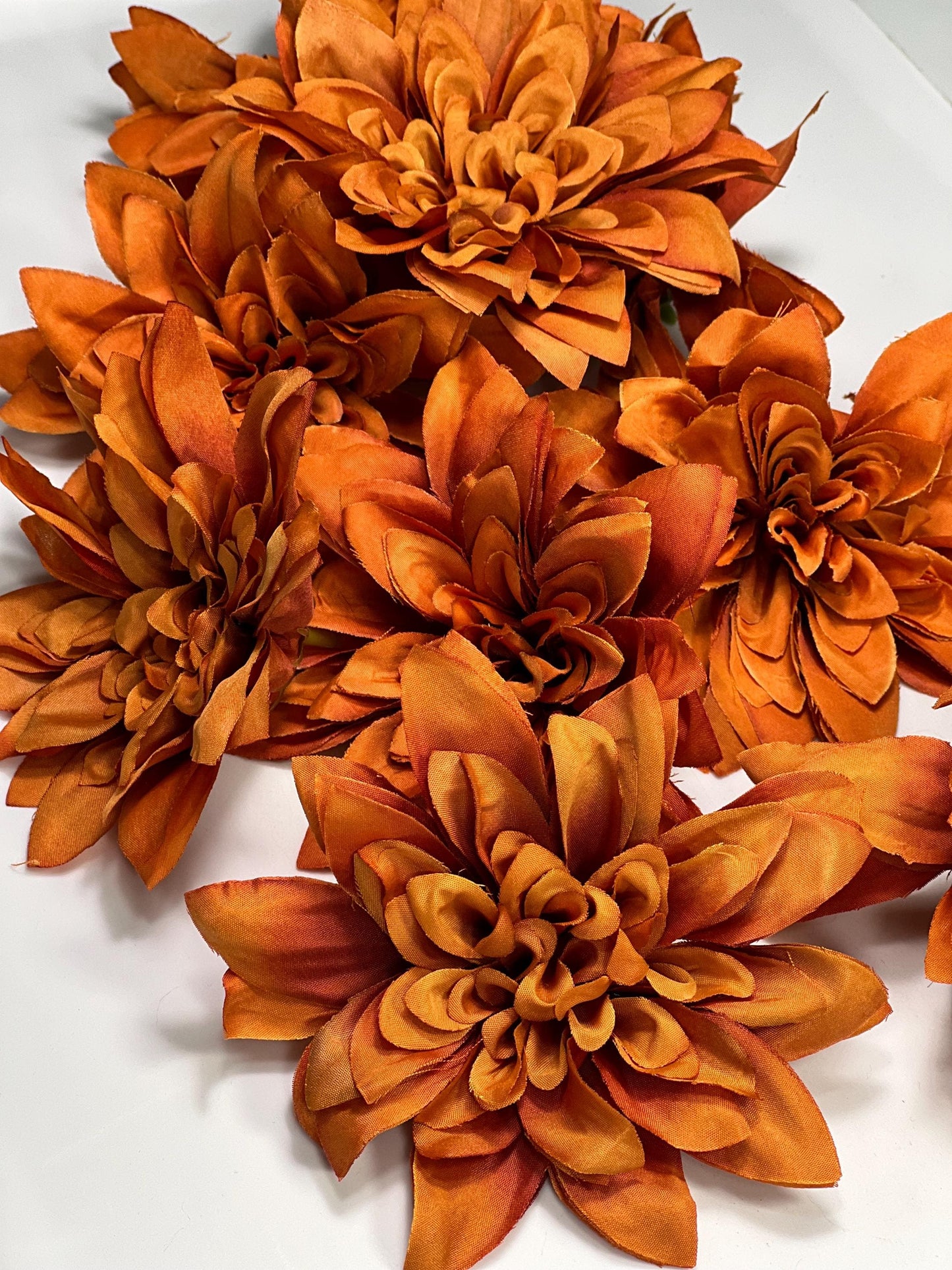Rust Flower Heads Artiricial Rust Flower Wedding Terracotta Flower Heads 4” Wedding Burnt Orange Artificial Head Dahlia Craft Supplies