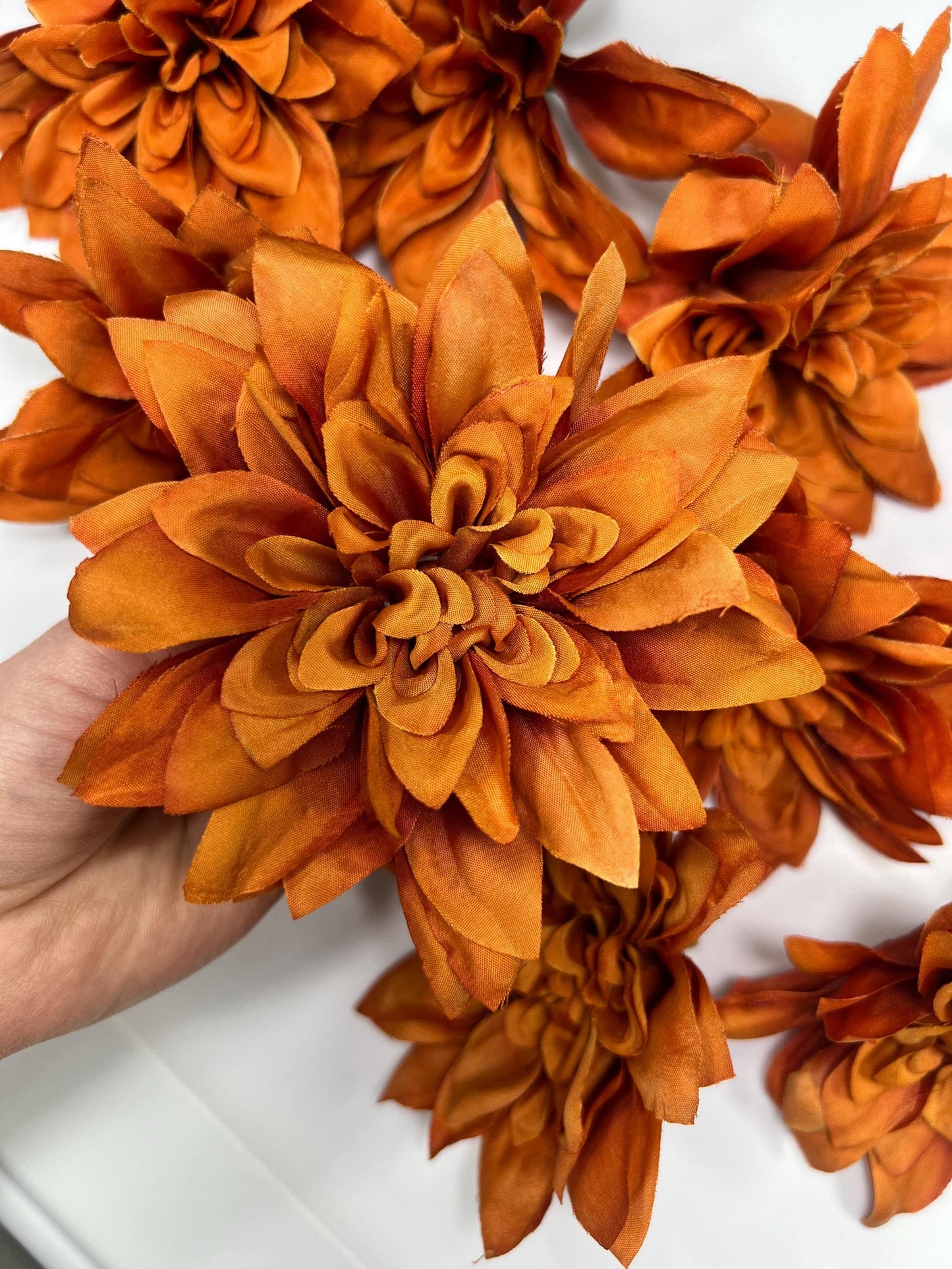 Rust Flower Heads Artiricial Rust Flower Wedding Terracotta Flower Heads 4” Wedding Burnt Orange Artificial Head Dahlia Craft Supplies