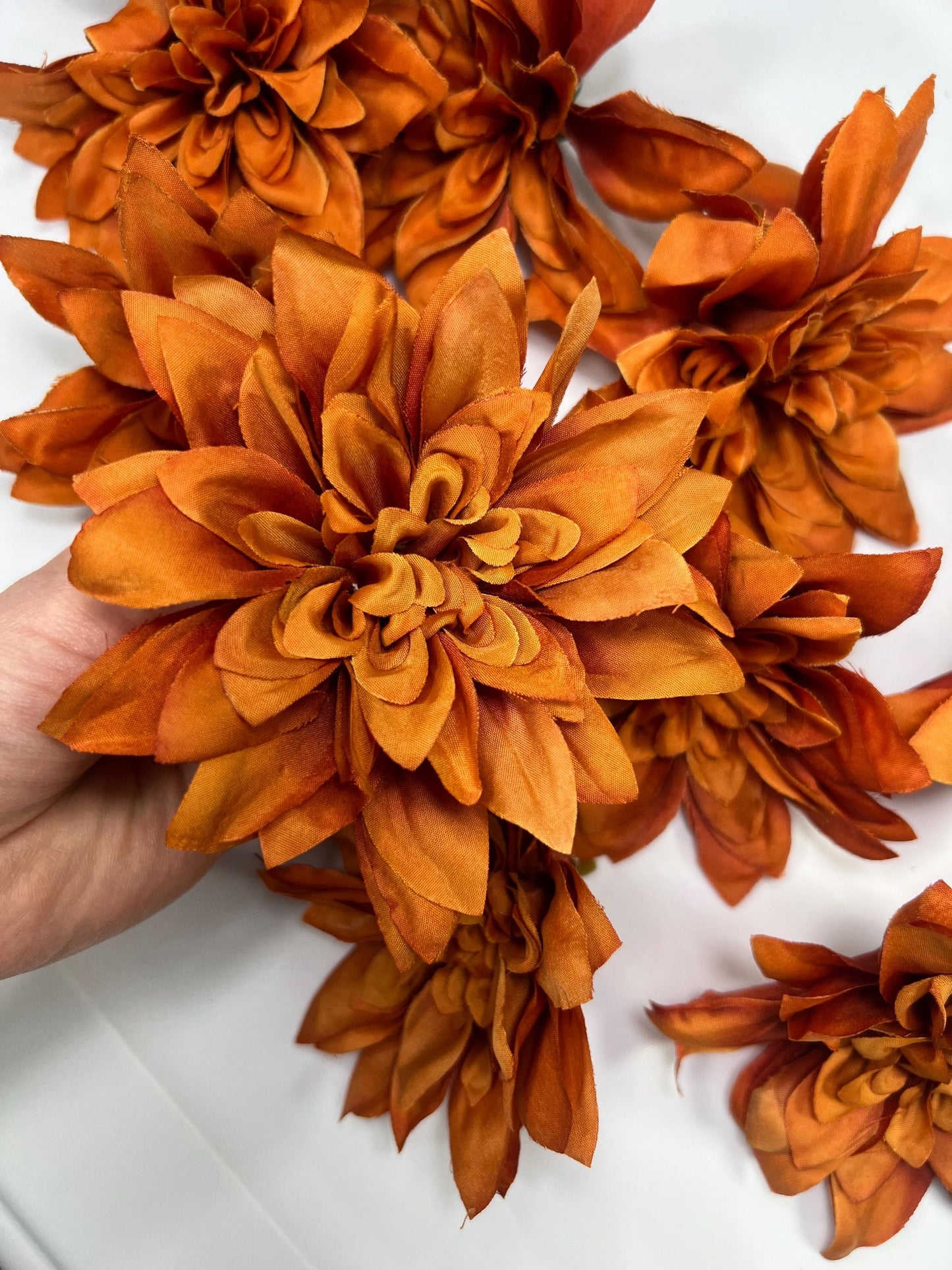 Rust Flower Heads Artiricial Rust Flower Wedding Terracotta Flower Heads 4” Wedding Burnt Orange Artificial Head Dahlia Craft Supplies
