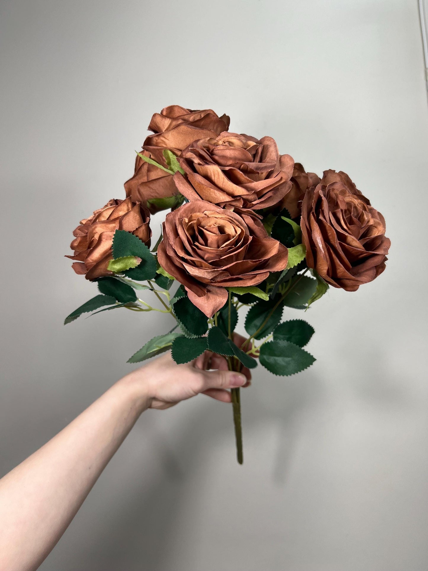Brown Flowers 1 Bundle Artificial Terracotta Flowers Wedding Chocolate Brown Flowers Silk Bouquet Rust Flower Heads with Stems Terracotta