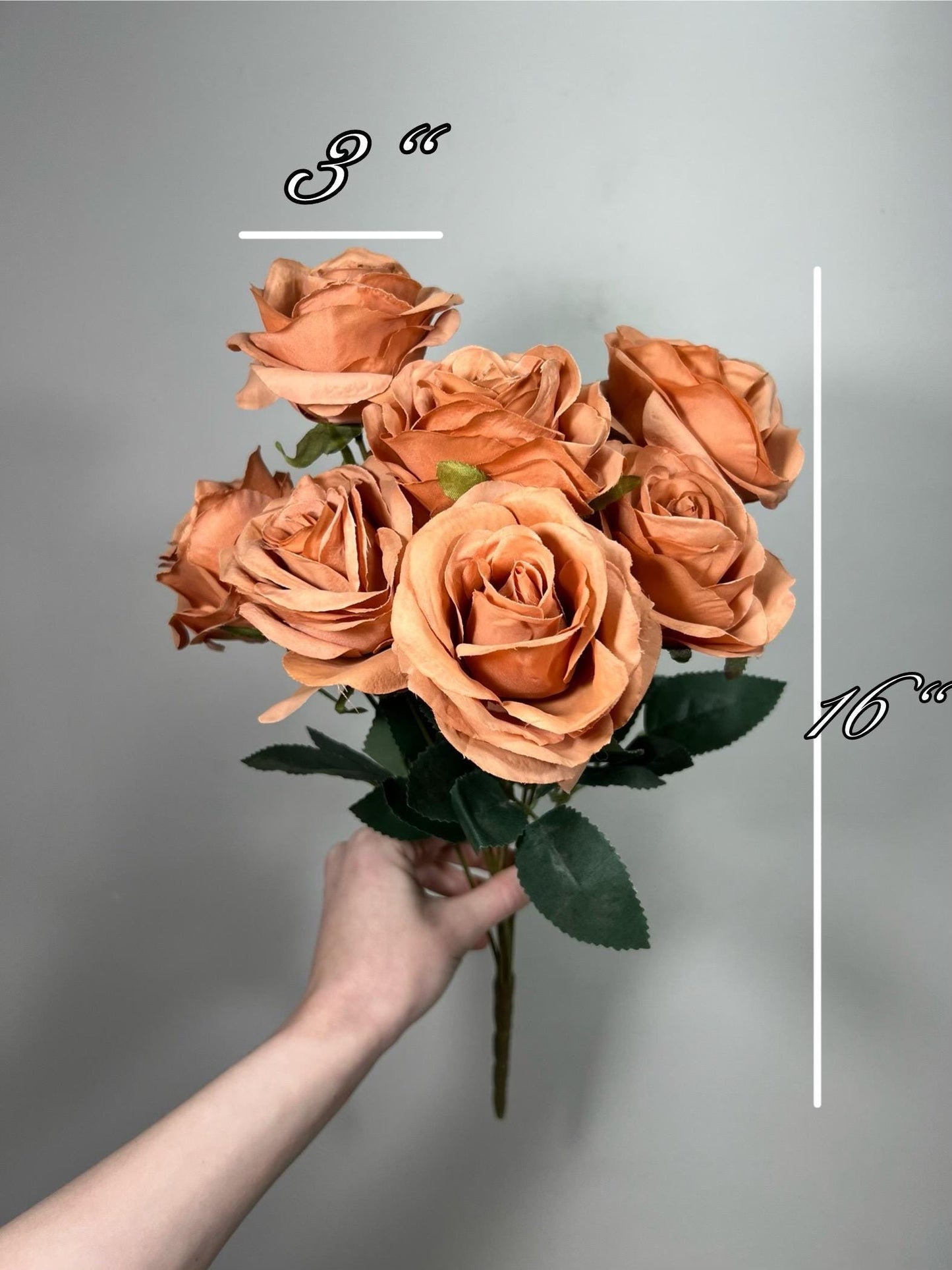 Terracotta Flowers 1 Bundle Artificial Terracotta Flowers Wedding Light Orange Flowers Silk Bouquet Caramel Flower Heads Copper with Stems