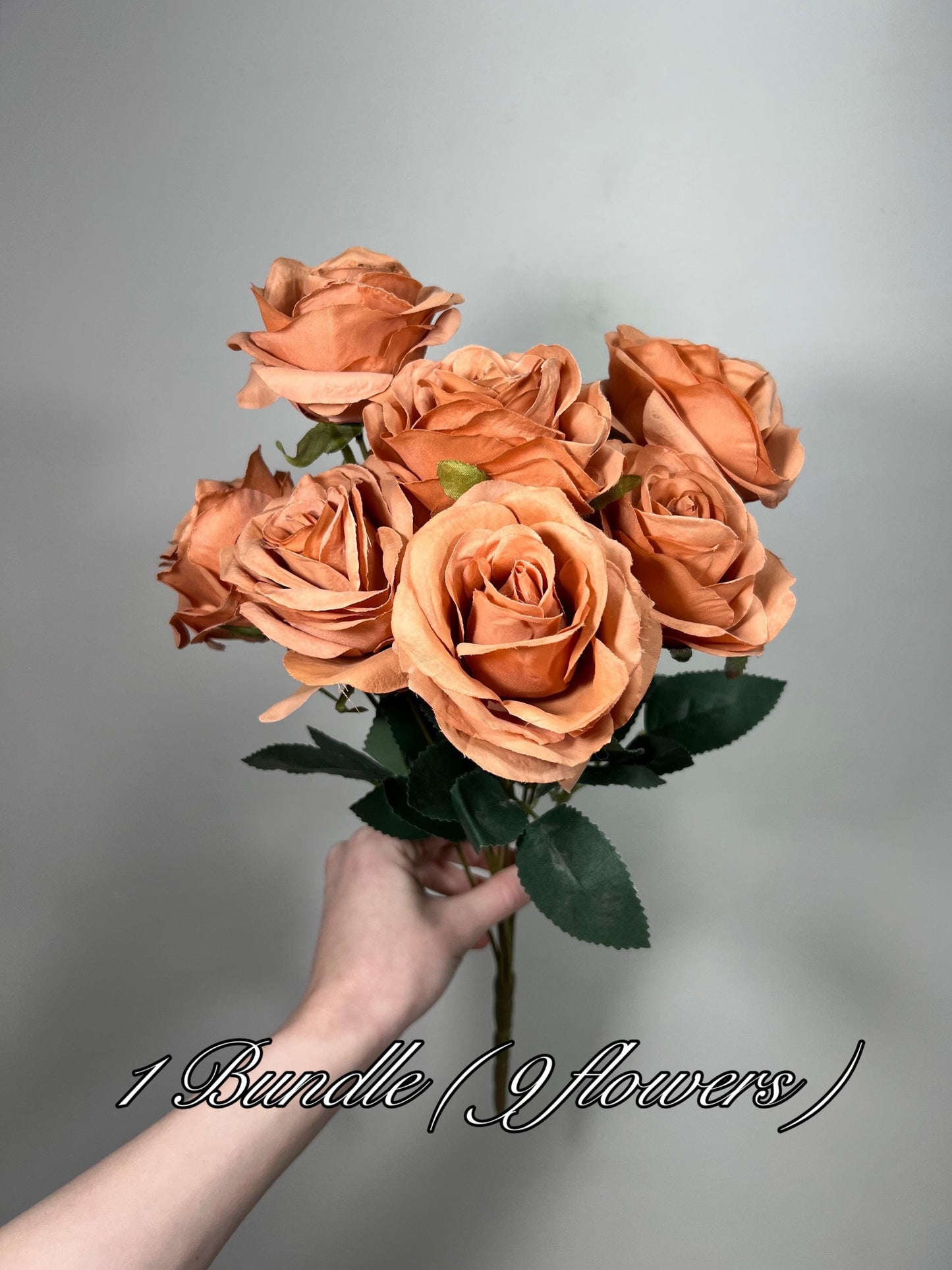 Terracotta Flowers 1 Bundle Artificial Terracotta Flowers Wedding Light Orange Flowers Silk Bouquet Caramel Flower Heads Copper with Stems