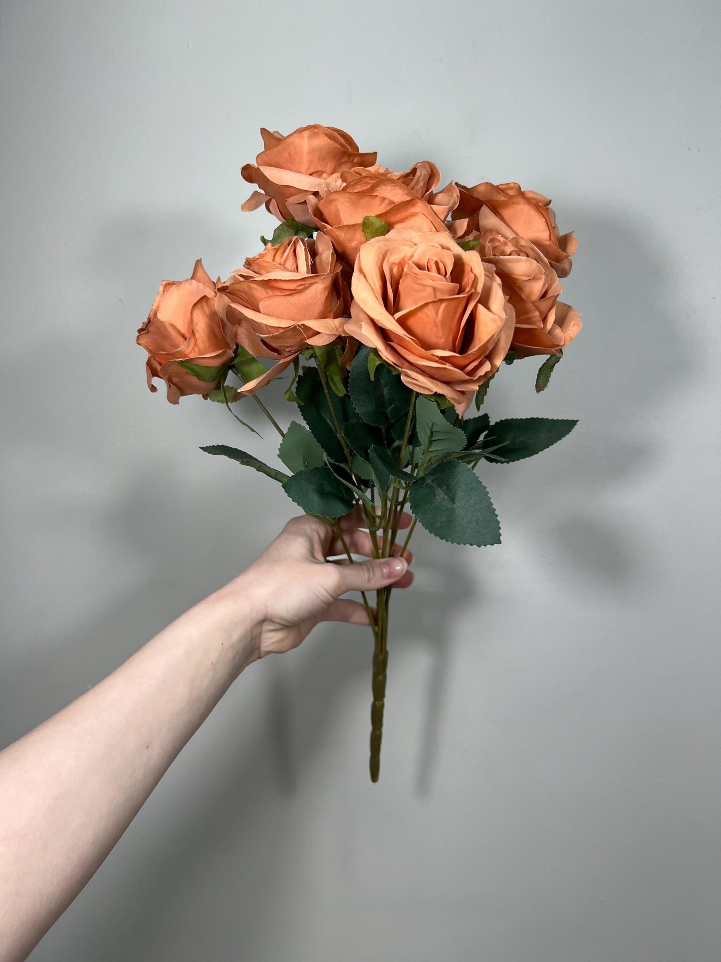 Terracotta Flowers 1 Bundle Artificial Terracotta Flowers Wedding Light Orange Flowers Silk Bouquet Caramel Flower Heads Copper with Stems