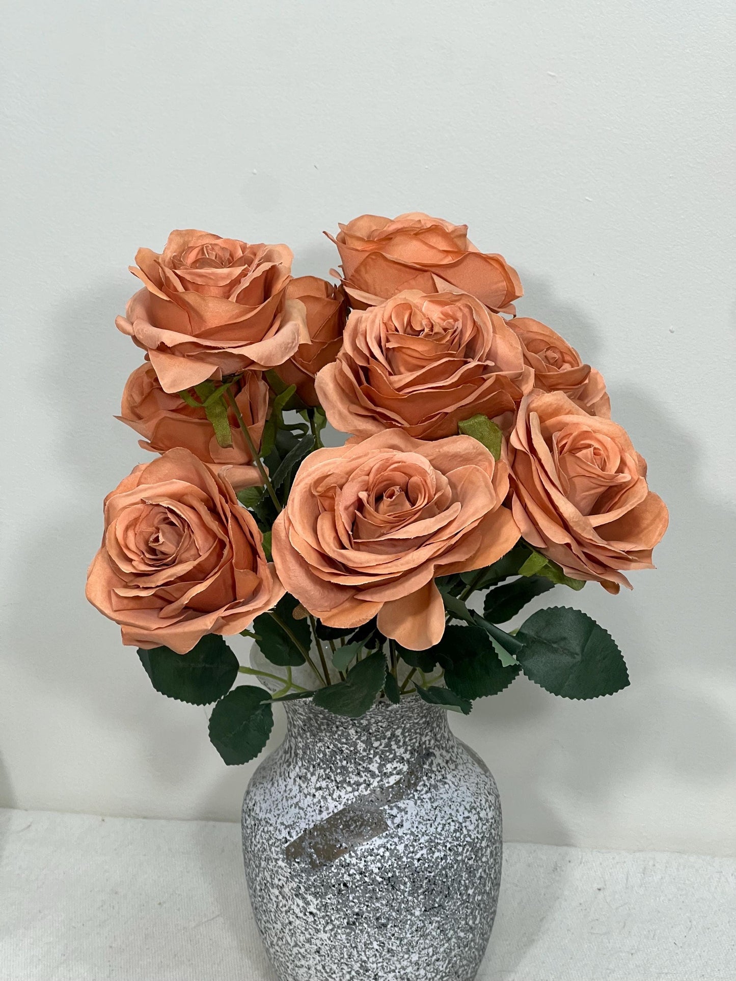 Terracotta Flowers 1 Bundle Artificial Terracotta Flowers Wedding Light Orange Flowers Silk Bouquet Caramel Flower Heads Copper with Stems