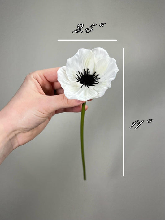 Anemone Artificial Flower Wedding Anemone White Flower Heads with Stems Anemone White Flower Wedding Supply Anemone Flowers Poppy Real Touch