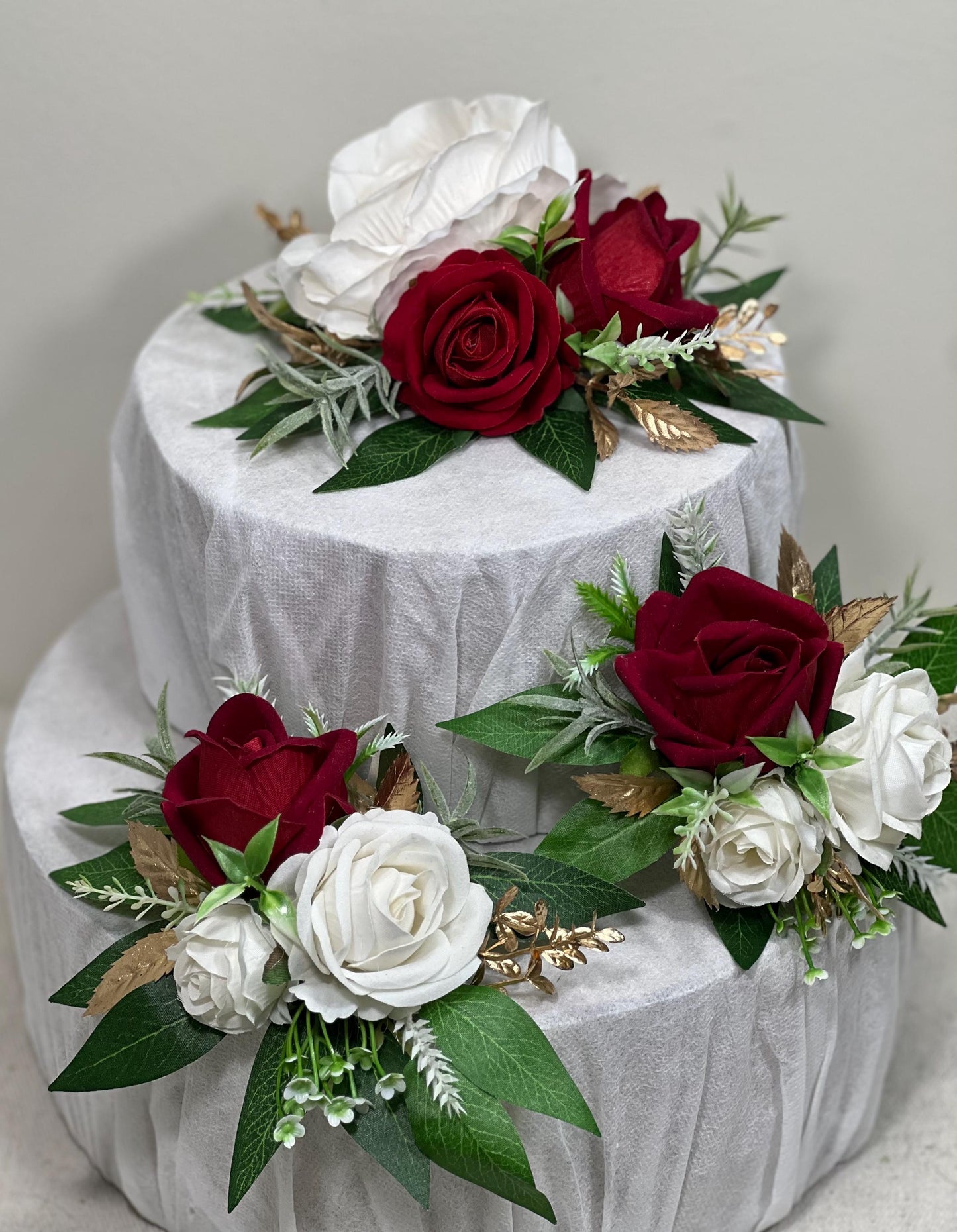 White Red Cake Decoration Wedding Cake Topper Red Flower Cake Arrangements White Red Gold Cake Decoration Ivory Red Flower Cake Decor Gold