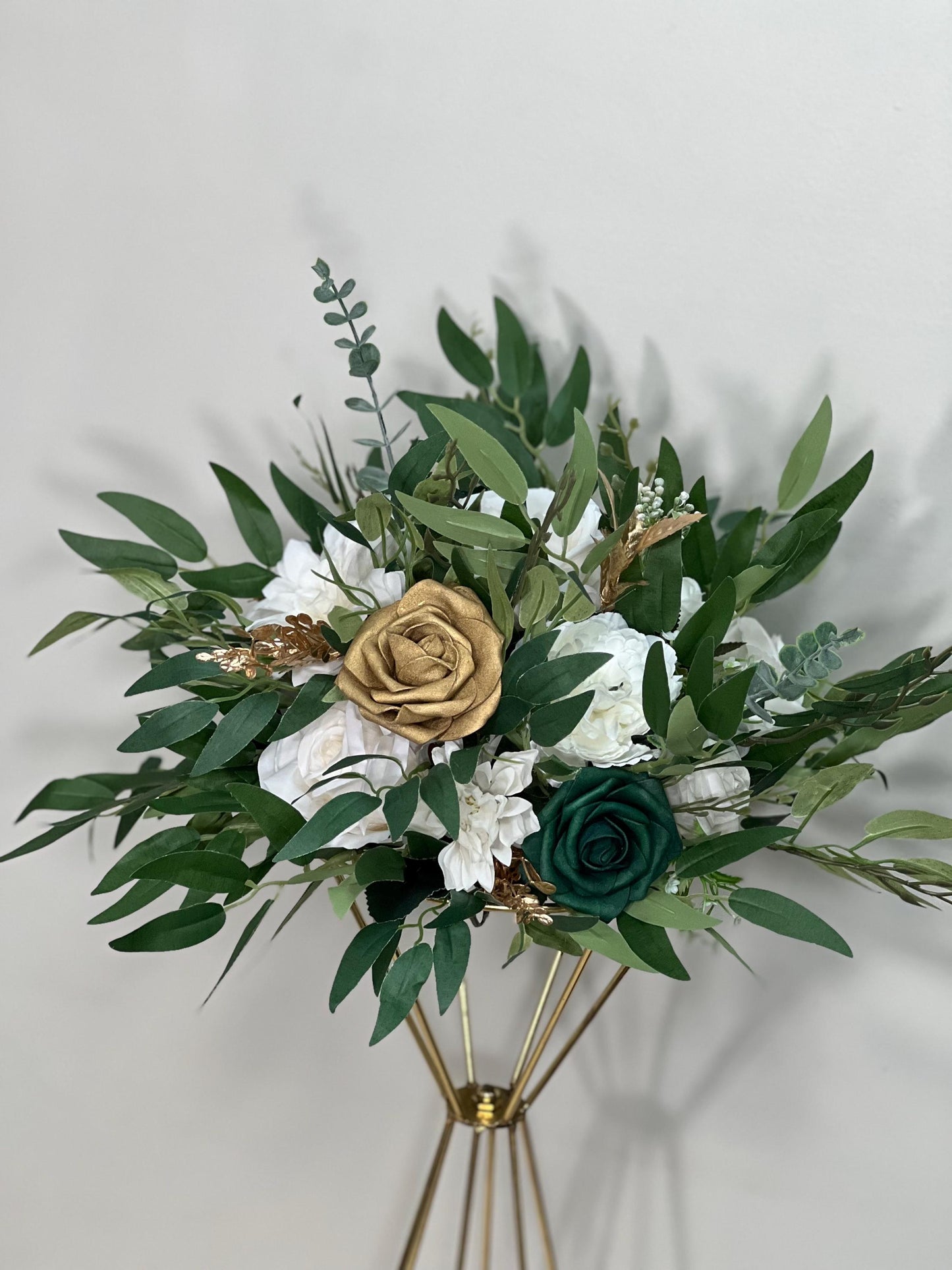 Emerald Green Flower Ball White Gold Centerpiece Table Decor Emerald Green Gold Table Centerpiece Barrel White Whiskey Ivory Hunter Green