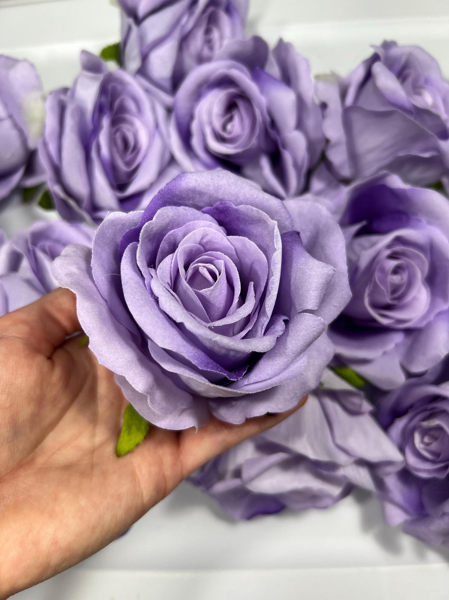 Violet Rose Head 3.5” Wedding Artificial Purple Flower Head Heads Lavender Craft Supplies Wedding Lilac Rose Head Home Decor Royal Purple