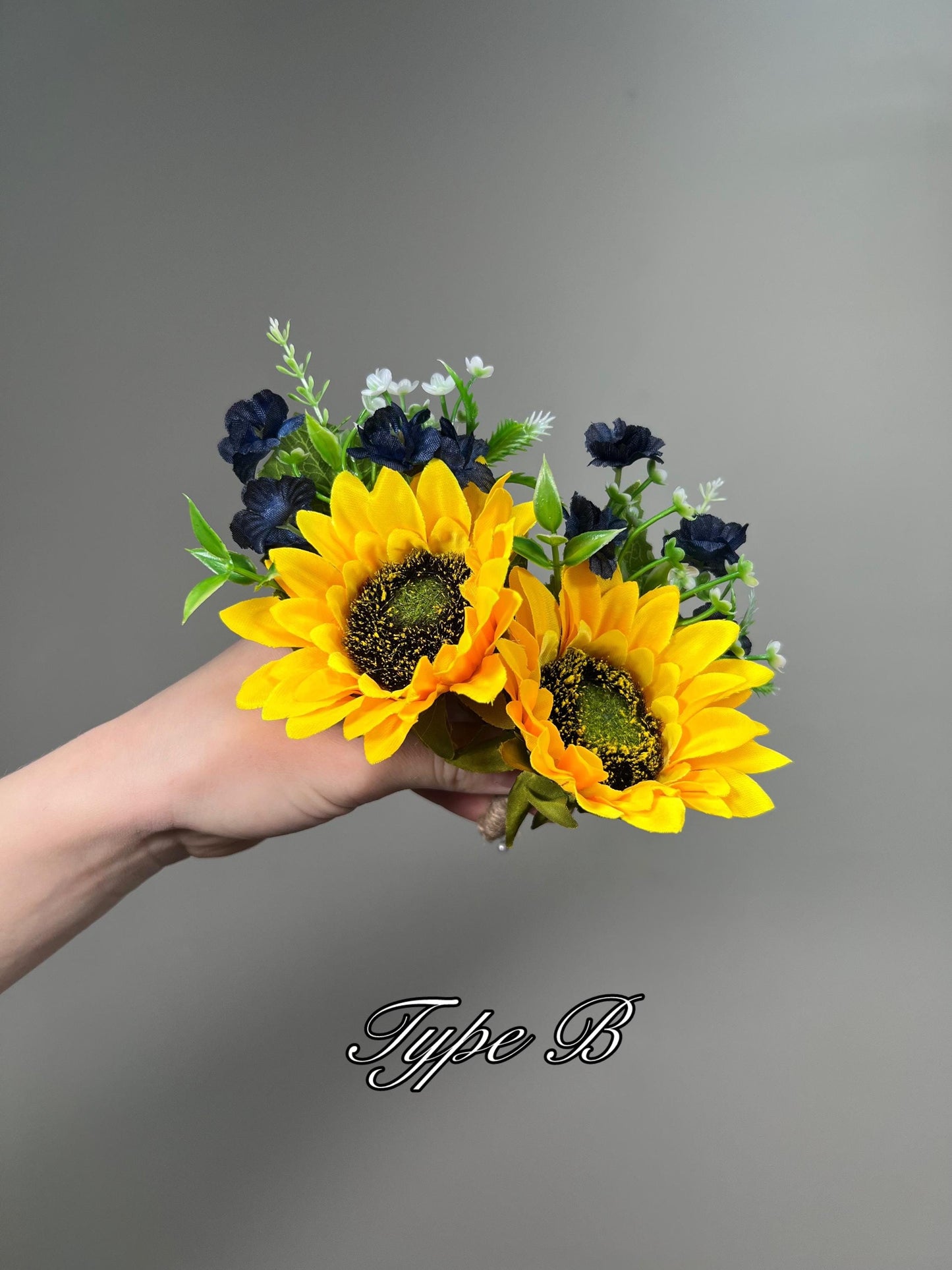 Sunflower Navy Blue Boutonniere Wedding Groom Boutonnières Sunflower Blue Groomsmen Boutonnière Sunflowers Navy Blue Wedding Artificial