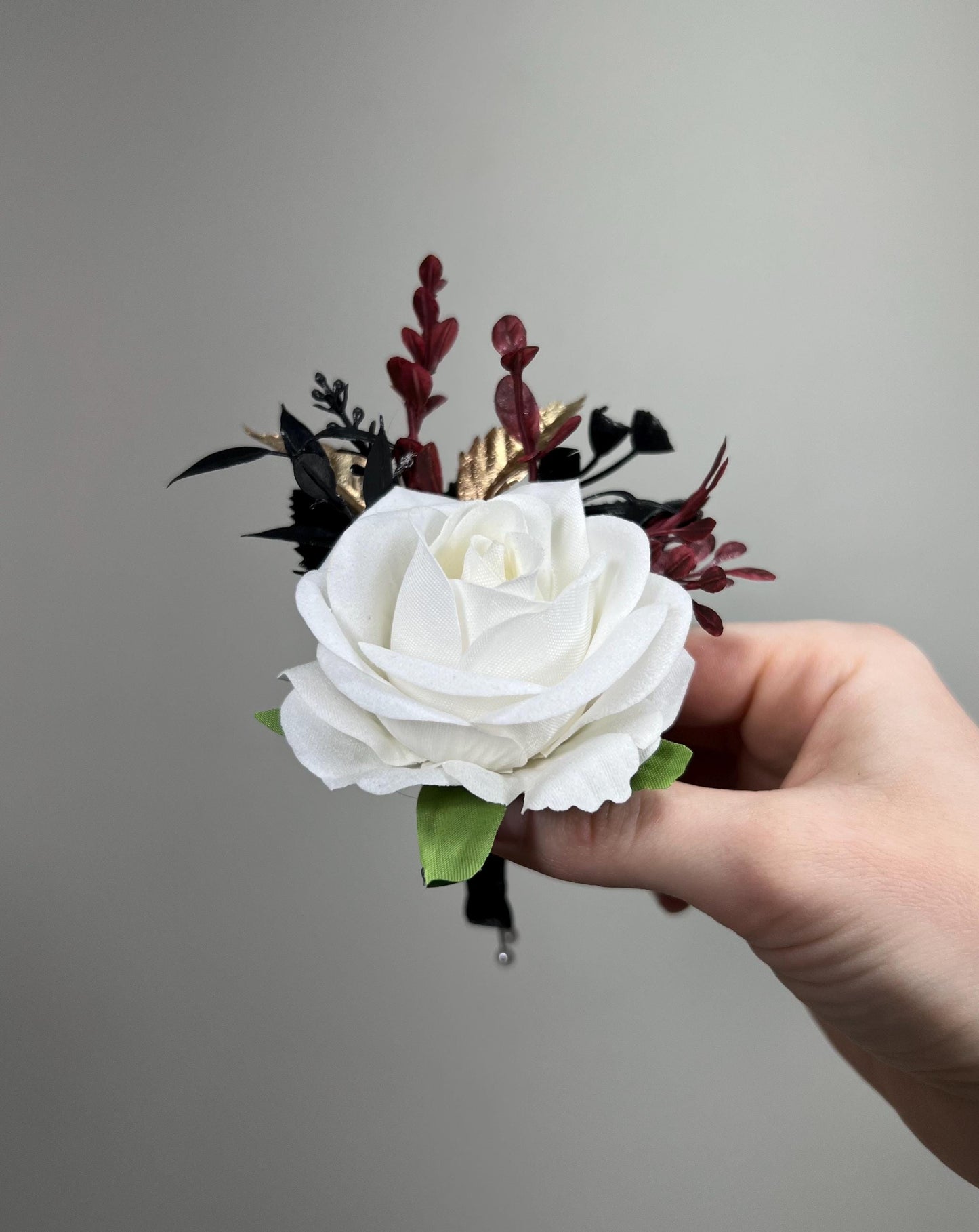 Wedding Cascade Bouquet Burgundy Black White Halloween Bridesmaid Bridal Cascading Bouquet Gothic Wedding Gold Bouquet Flower Artificial