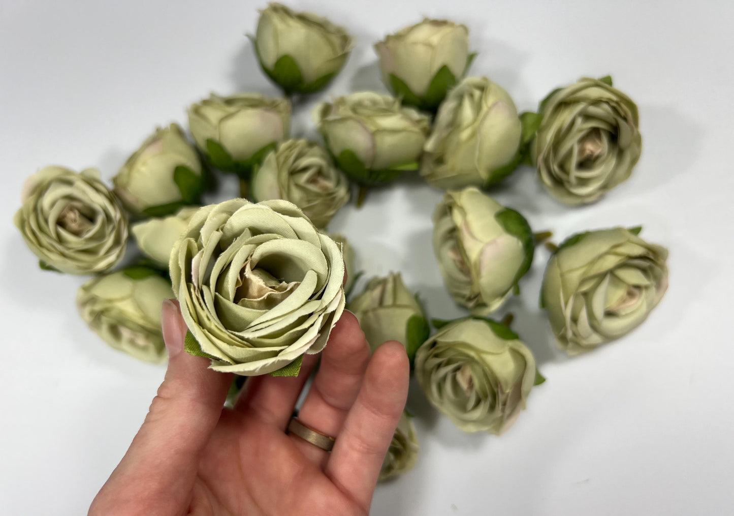 Sage Green Flower Heads Wedding Artificial Flower Sage Green Flower Head 1.5” Wedding Supplies Craft Sage Green Artificial Head Silk Rose