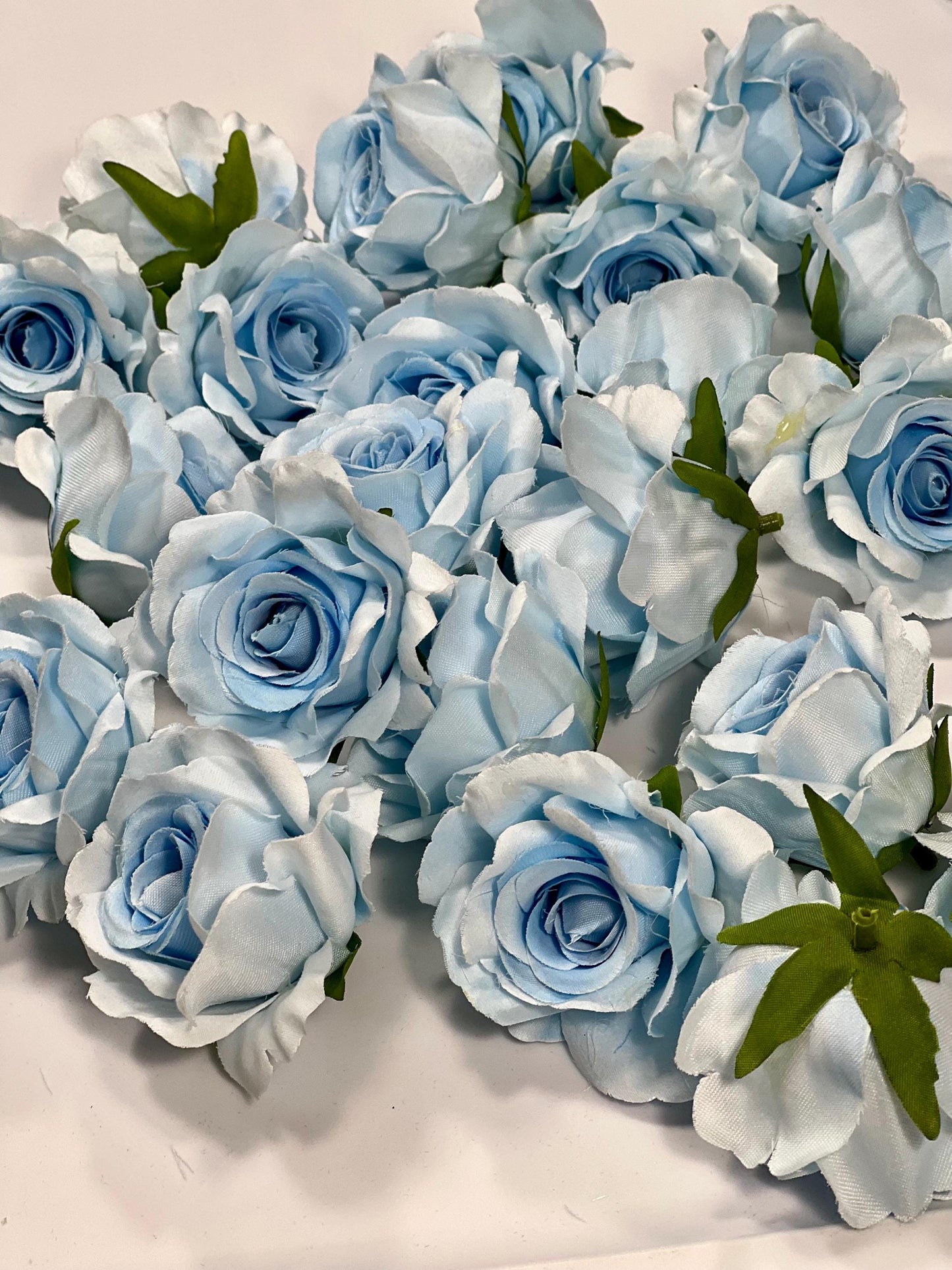 Blue Flower Head 2" inch Artificial Rose Blue Small Flower Wedding Supplies Craft Light Blue Artificial Head Rose Sky Blue Silk Rose