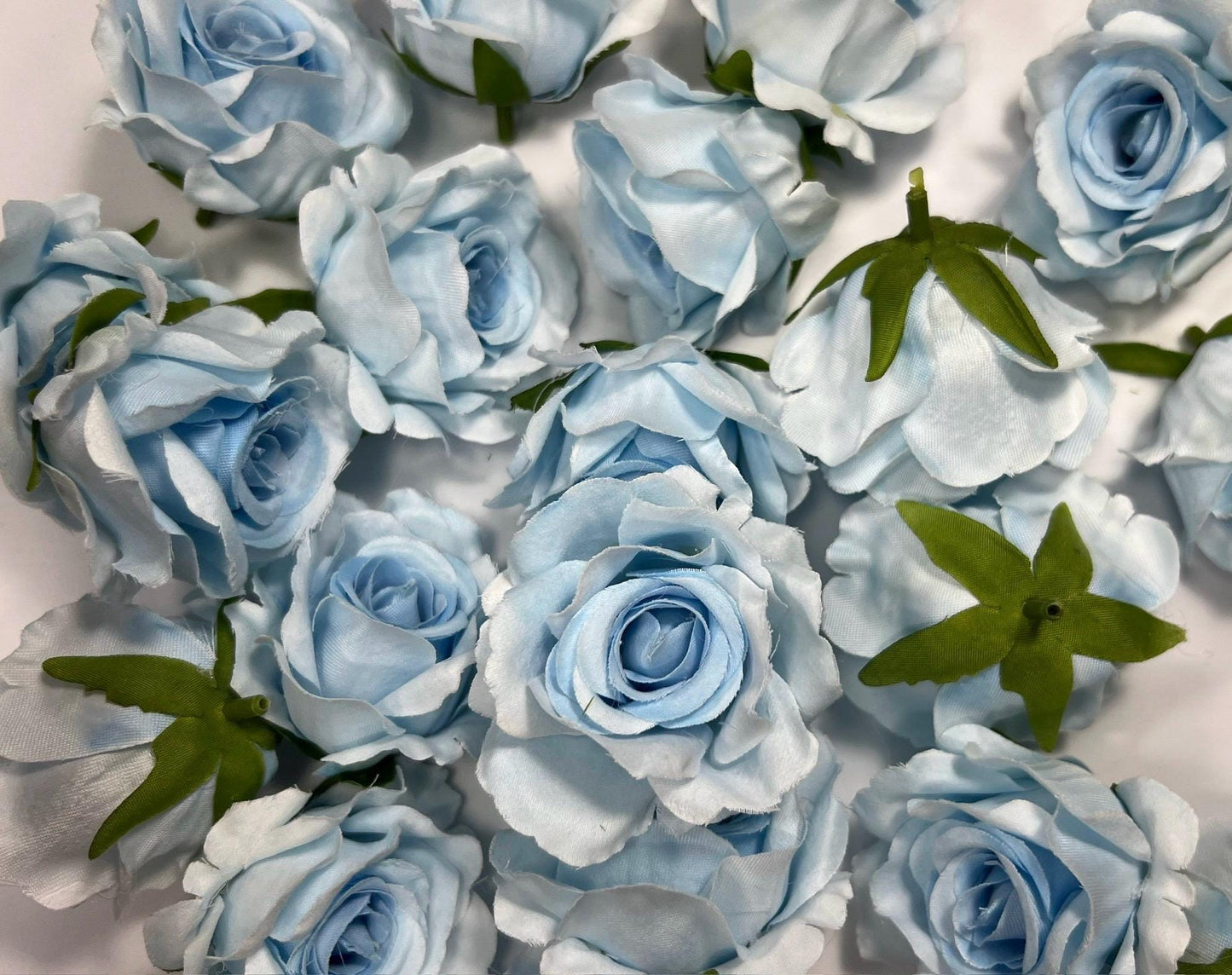 Blue Flower Head 2" inch Artificial Rose Blue Small Flower Wedding Supplies Craft Light Blue Artificial Head Rose Sky Blue Silk Rose