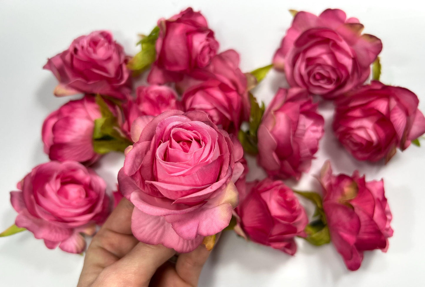 Hot Pink Flower Heads Roses Wedding Fushia Artificial Flower Hot Pink Rose Flower Pink Head Craft Supplies Wedding Deep Pink Flower Heads