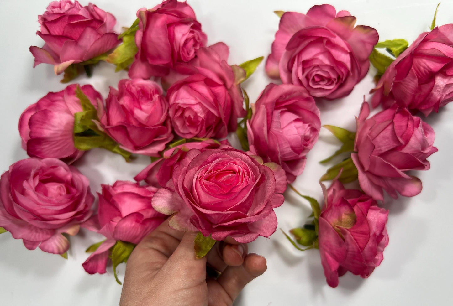 Hot Pink Flower Heads Roses Wedding Fushia Artificial Flower Hot Pink Rose Flower Pink Head Craft Supplies Wedding Deep Pink Flower Heads