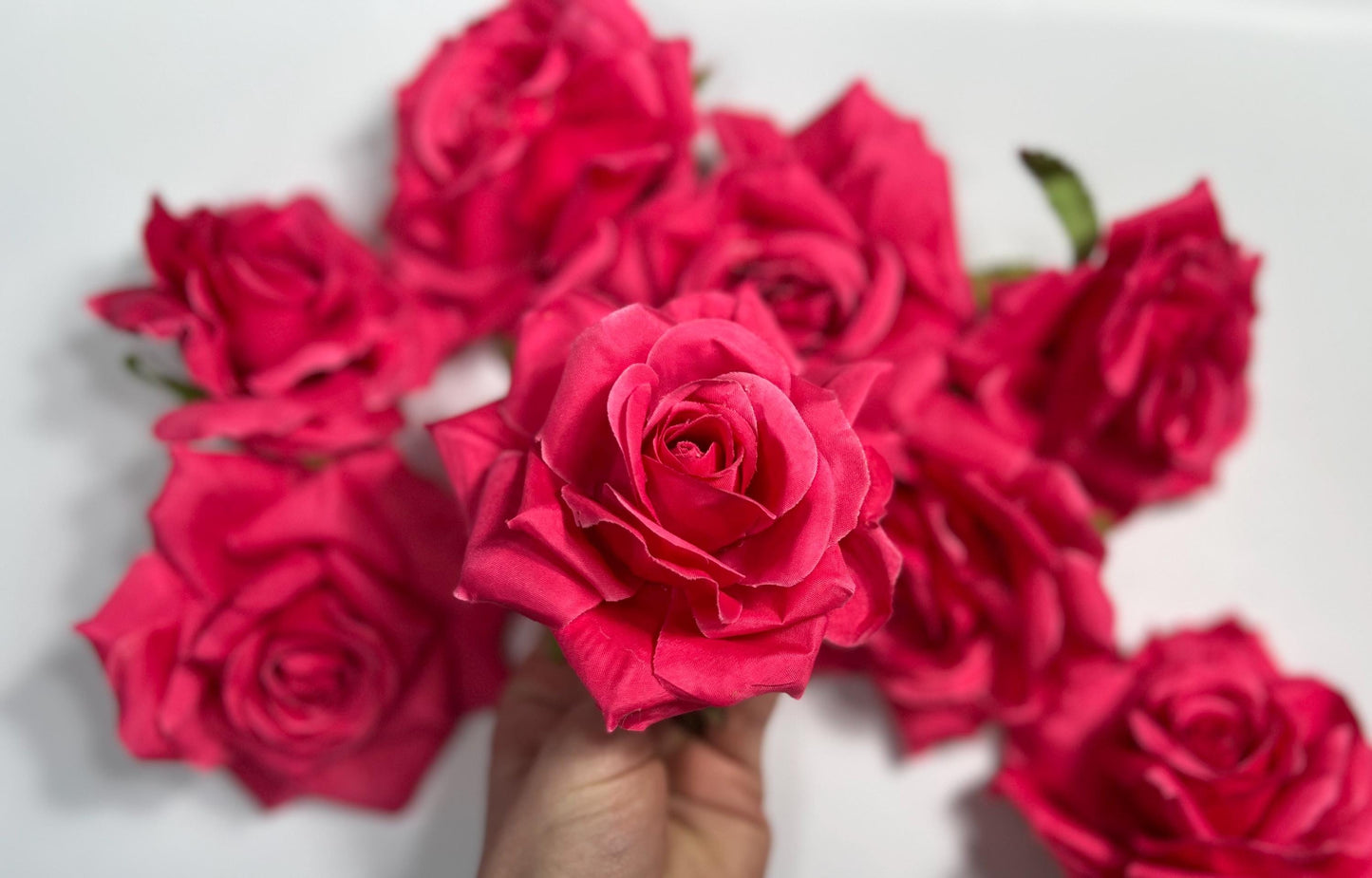 Hot Pink Flower Heads Wedding Fuchsia Artificial Flowers Wedding Pink Rose Head Silk Home Decor Magenta Flower Heads Artificial Hot Pink