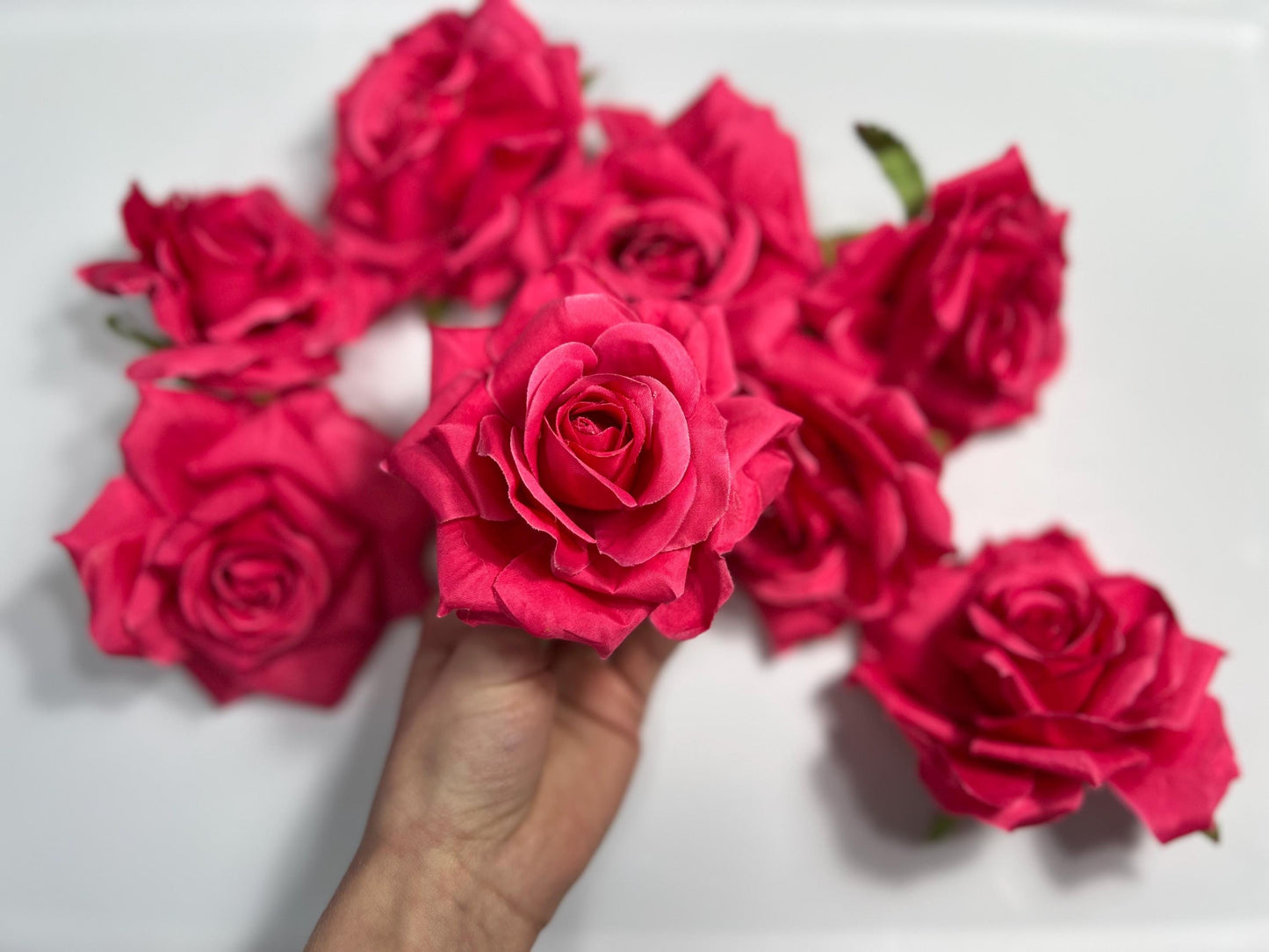 Hot Pink Flower Heads Wedding Fuchsia Artificial Flowers Wedding Pink Rose Head Silk Home Decor Magenta Flower Heads Artificial Hot Pink