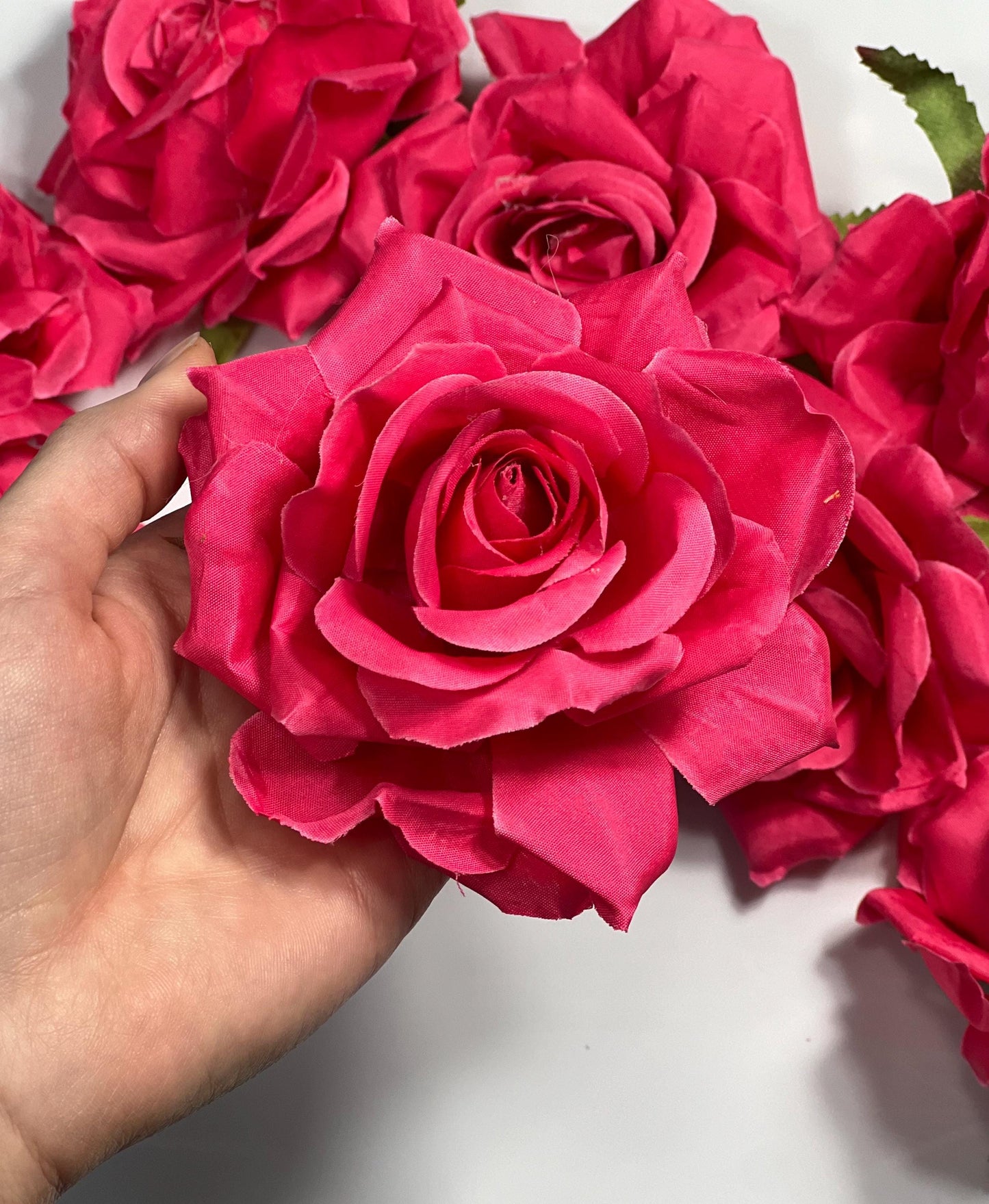 Hot Pink Flower Heads Wedding Fuchsia Artificial Flowers Wedding Pink Rose Head Silk Home Decor Magenta Flower Heads Artificial Hot Pink