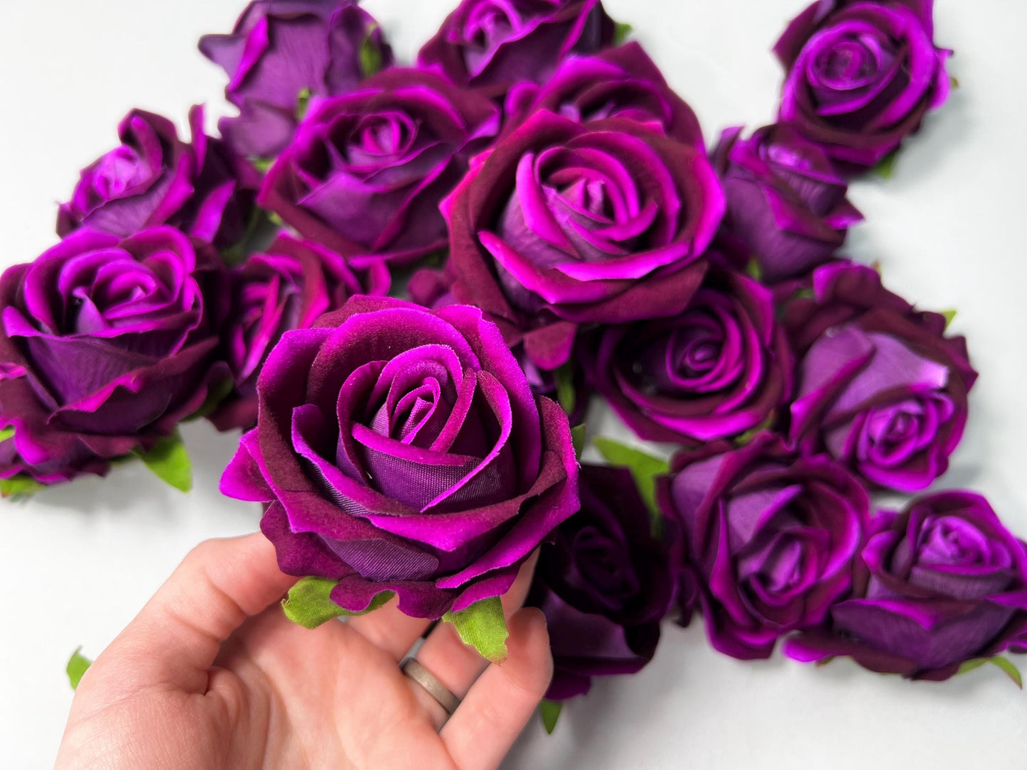 Purple Rose Heads Wedding Artificial Purple 2.5” Magenta Flower Head Heads Dark Purple Craft Supplies Wedding Magenta Roses Head Home Decor