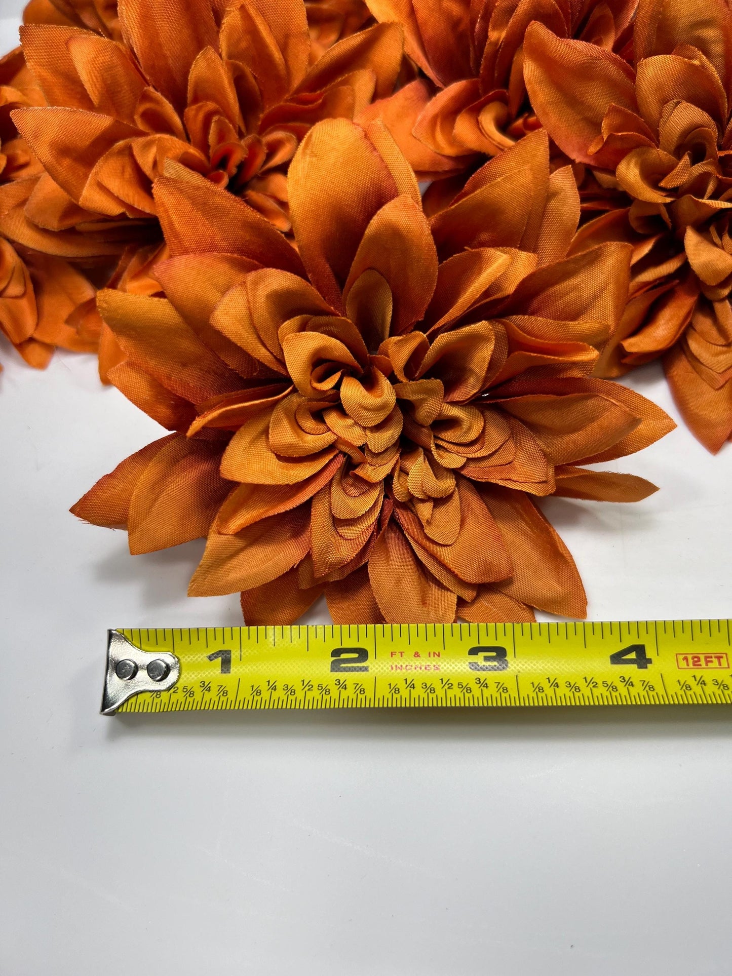 Rust Flower Heads Artiricial Rust Flower Wedding Terracotta Flower Heads 4” Wedding Burnt Orange Artificial Head Dahlia Craft Supplies