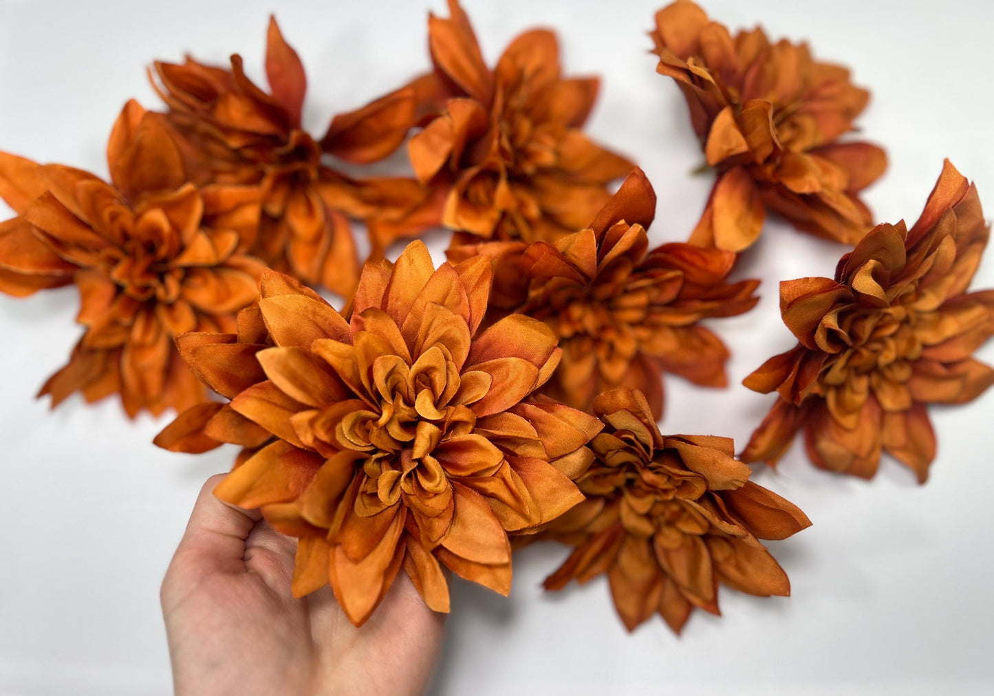 Rust Flower Heads Artiricial Rust Flower Wedding Terracotta Flower Heads 4” Wedding Burnt Orange Artificial Head Dahlia Craft Supplies