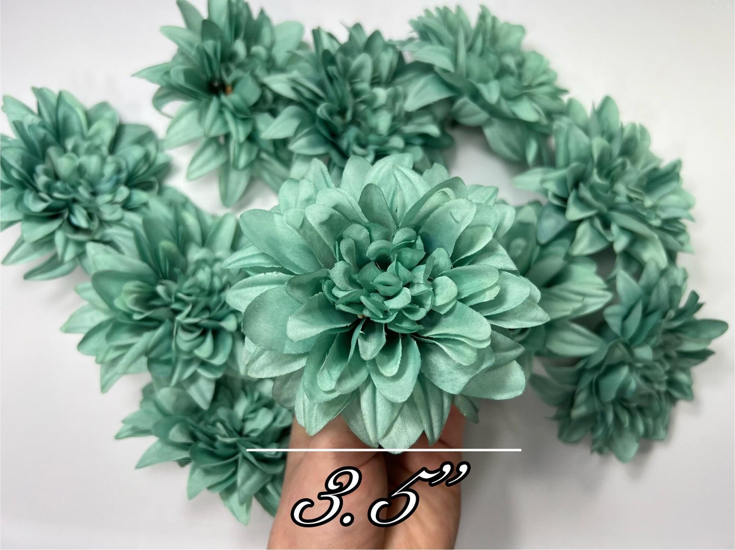 Teal Flower Heads 3.5" Wedding Turquoise Dahlia Artificial Aqua Flowers Sea Glass Flowers Heads Wedding Supplies Craft Teal Blue Silk Flower