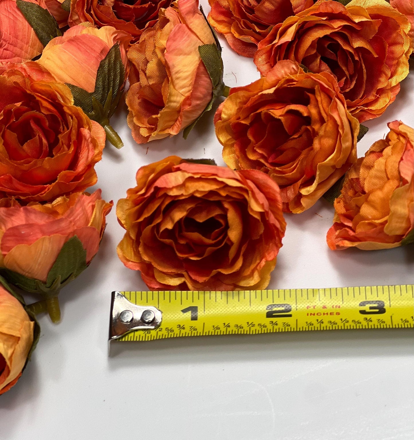 Orange Flower Heads Artificial Wedding Burnt Orange Flowers 2” Peony Flower Head Terracotta Wedding Supplies Craft Head Rose Orange