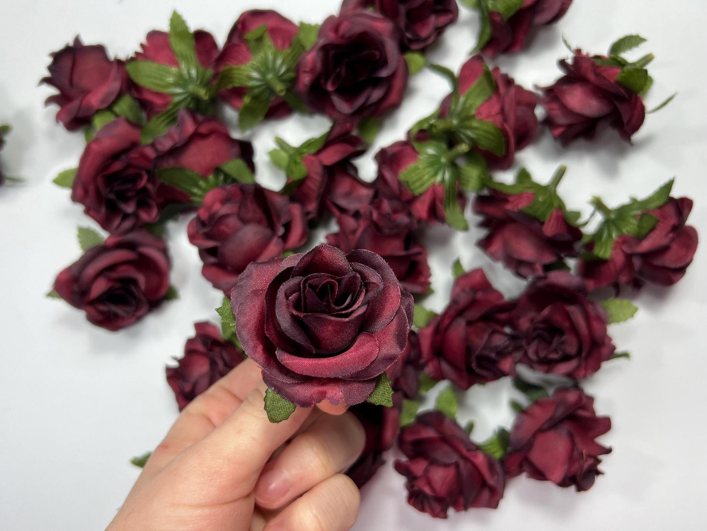 Burgundy Flower Head Wedding Burgundy Flower Heads Rose 1.5" Maroon Wedding Craft Supplies Burgundy Artificial Rose Head Wine Red