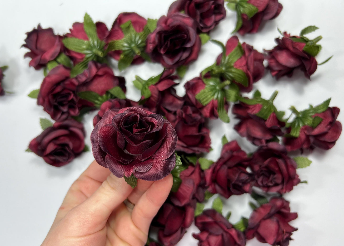 Burgundy Flower Head Wedding Burgundy Flower Heads Rose 1.5" Maroon Wedding Craft Supplies Burgundy Artificial Rose Head Wine Red