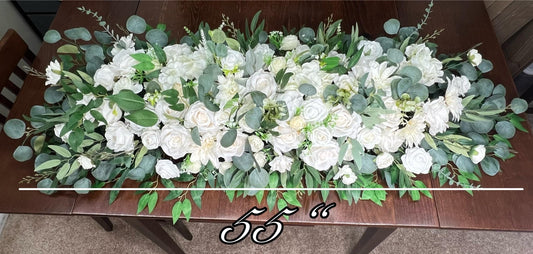 Wedding Sweetheart White Centerpiece Table Decor Ivory Floral Sweetheart Artificial Flowers Sage Greenery Eucalyptus for Bride Groom Table