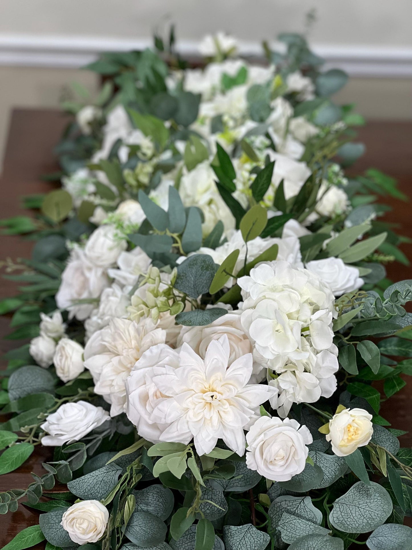 Wedding Sweetheart White Centerpiece Table Decor Ivory Floral Sweetheart Artificial Flowers Sage Greenery Eucalyptus for Bride Groom Table