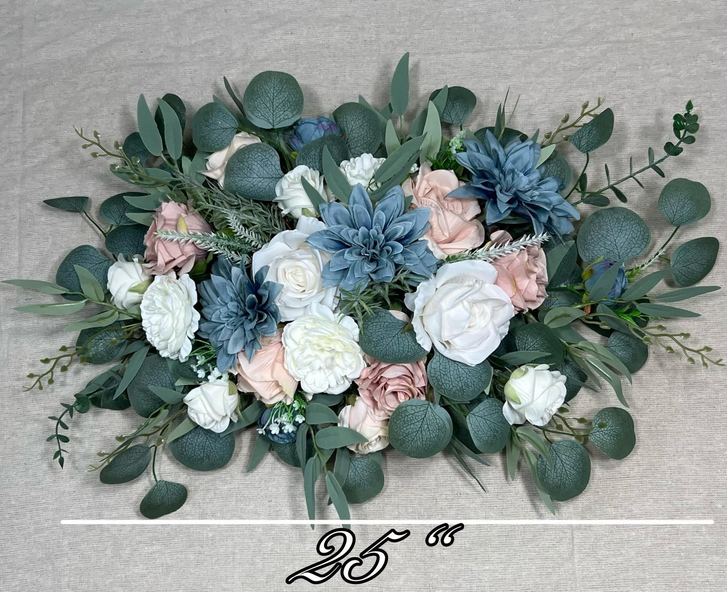 Dusty Blue White Arch Arrangements Wedding Pink Dusty Blue Arbor Arrangement Blush Blue Ivory Wall Decor Pink Blue Swag Arch Arrangements