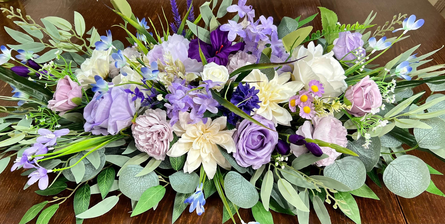 Purple Sweetheart Wedding Table Decor White Lavender Centerpiece Wedding Violet Sweetheart Lilac Table Decor Purple Centerpiece Wild Flowers
