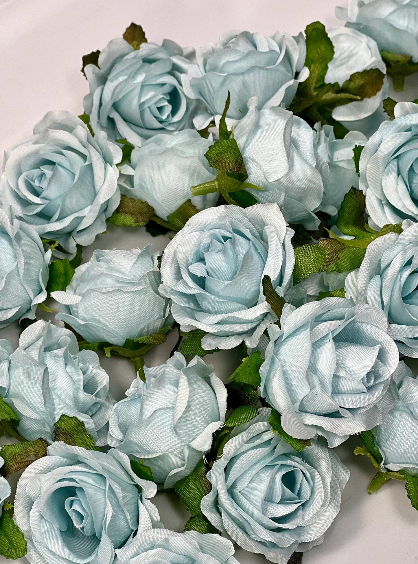 Blue Flower Heads Artificial Rose 1.5” Blue Small Flower Blue Wedding Supplies Craft Light Blue Artificial Head Rose Sky Blue Silk Rose