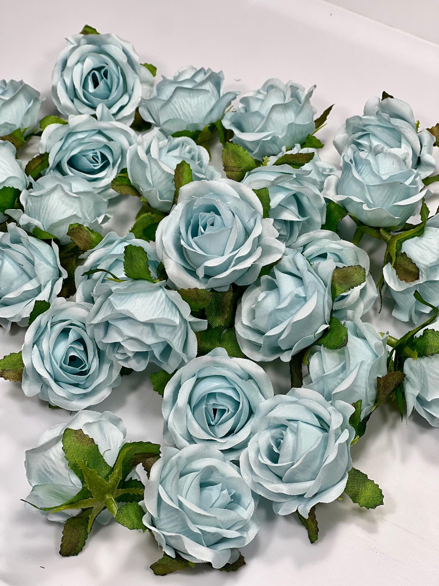 Blue Flower Heads Artificial Rose 1.5” Blue Small Flower Blue Wedding Supplies Craft Light Blue Artificial Head Rose Sky Blue Silk Rose