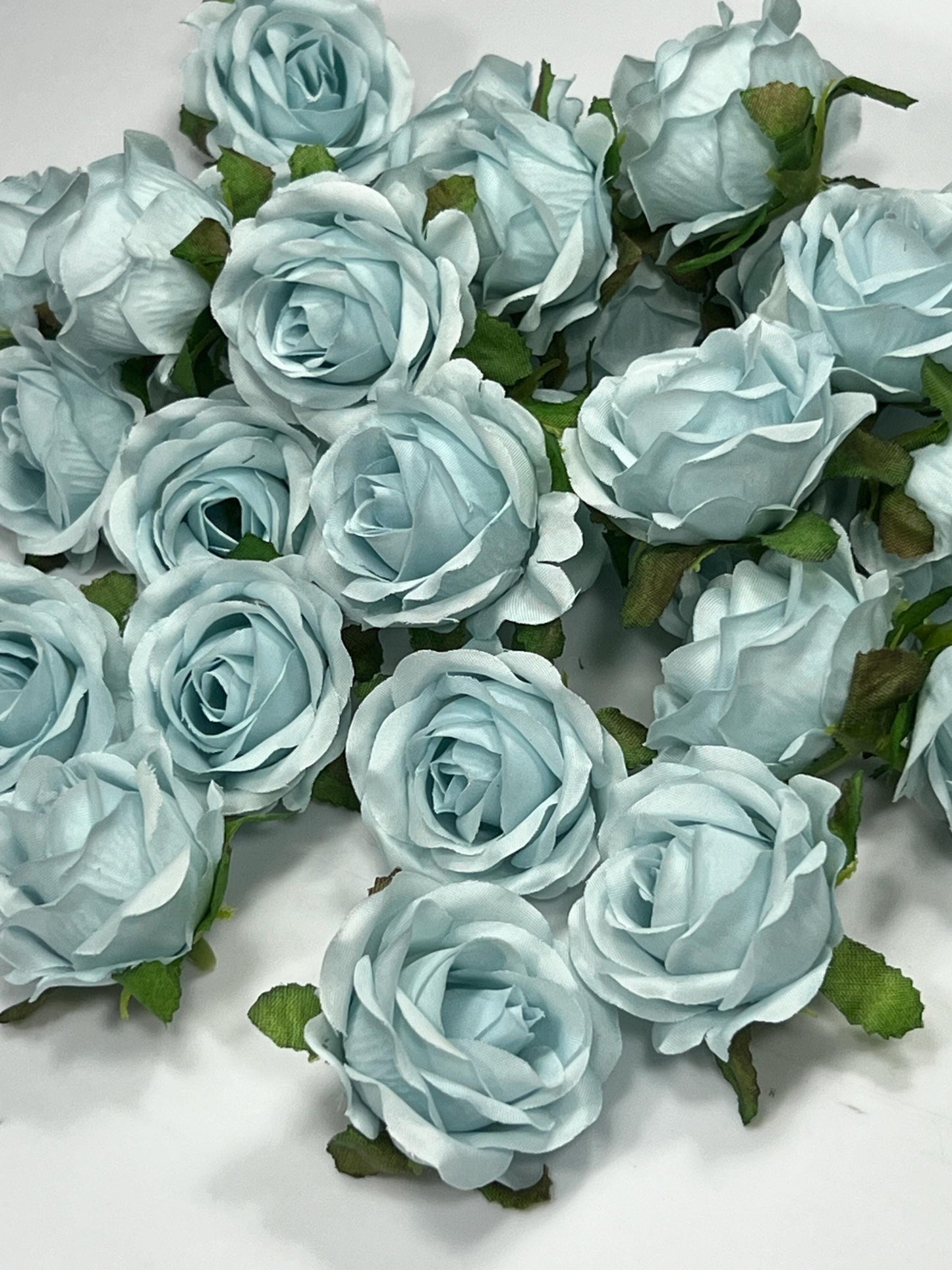 Blue Flower Heads Artificial Rose 1.5” Blue Small Flower Blue Wedding Supplies Craft Light Blue Artificial Head Rose Sky Blue Silk Rose