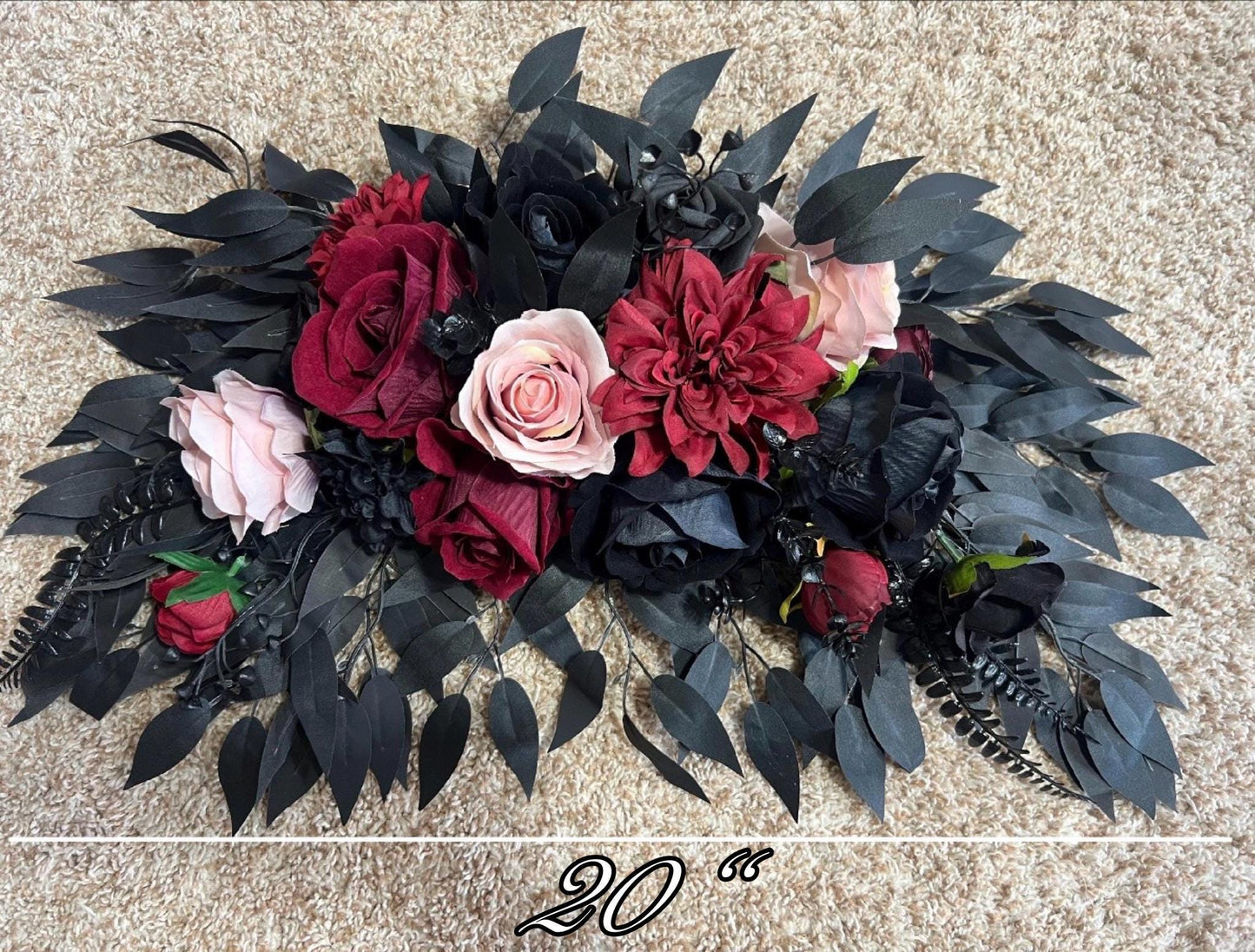 Black Arch Arrangement Wedding Burgundy Black Arch Aisle Arrangement Halloween Arbor Arrangement Dusty Rose Black Gothic Artificial Flowers